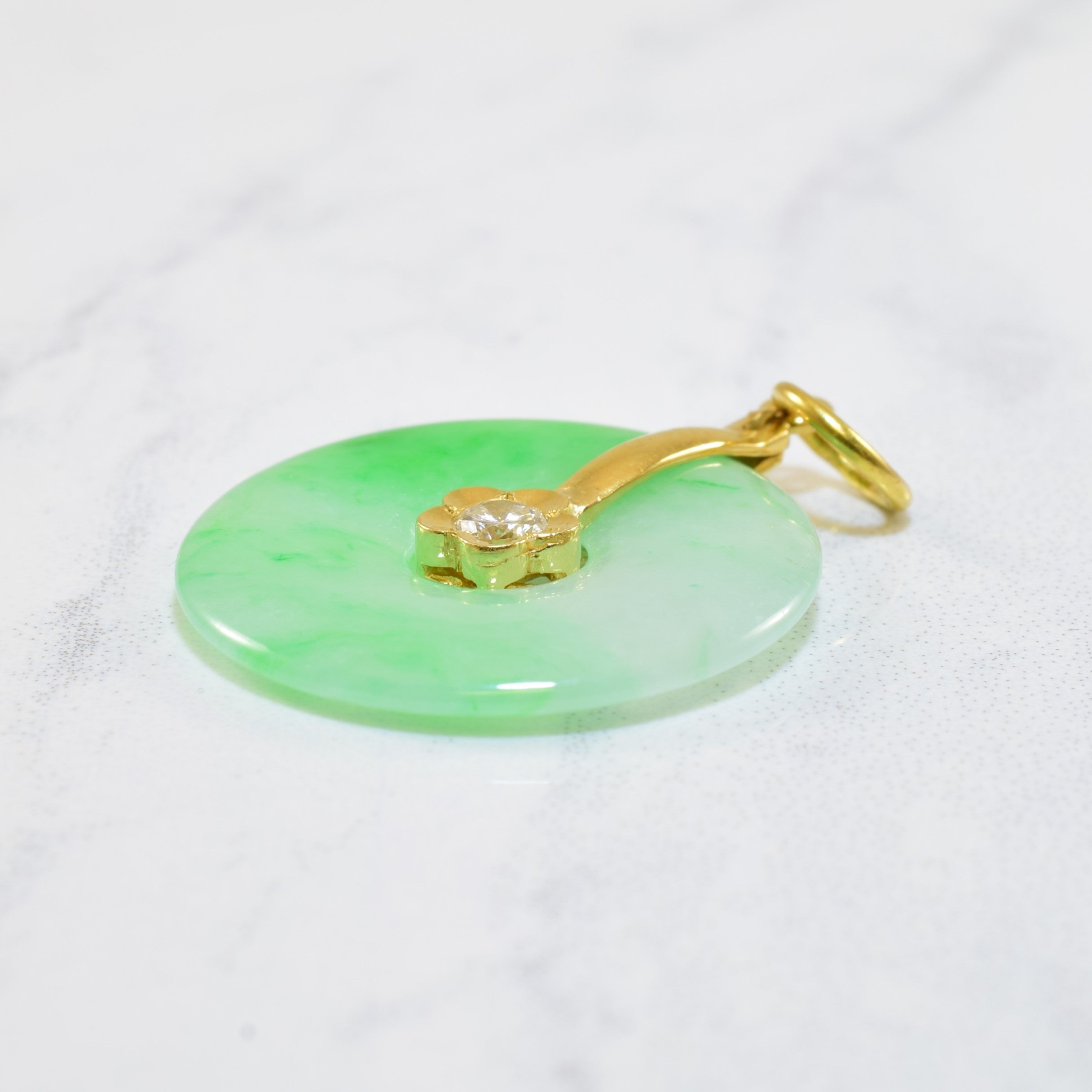 Hololith Jadeite & Diamond Pendant | 10.00ct, 0.10ct |