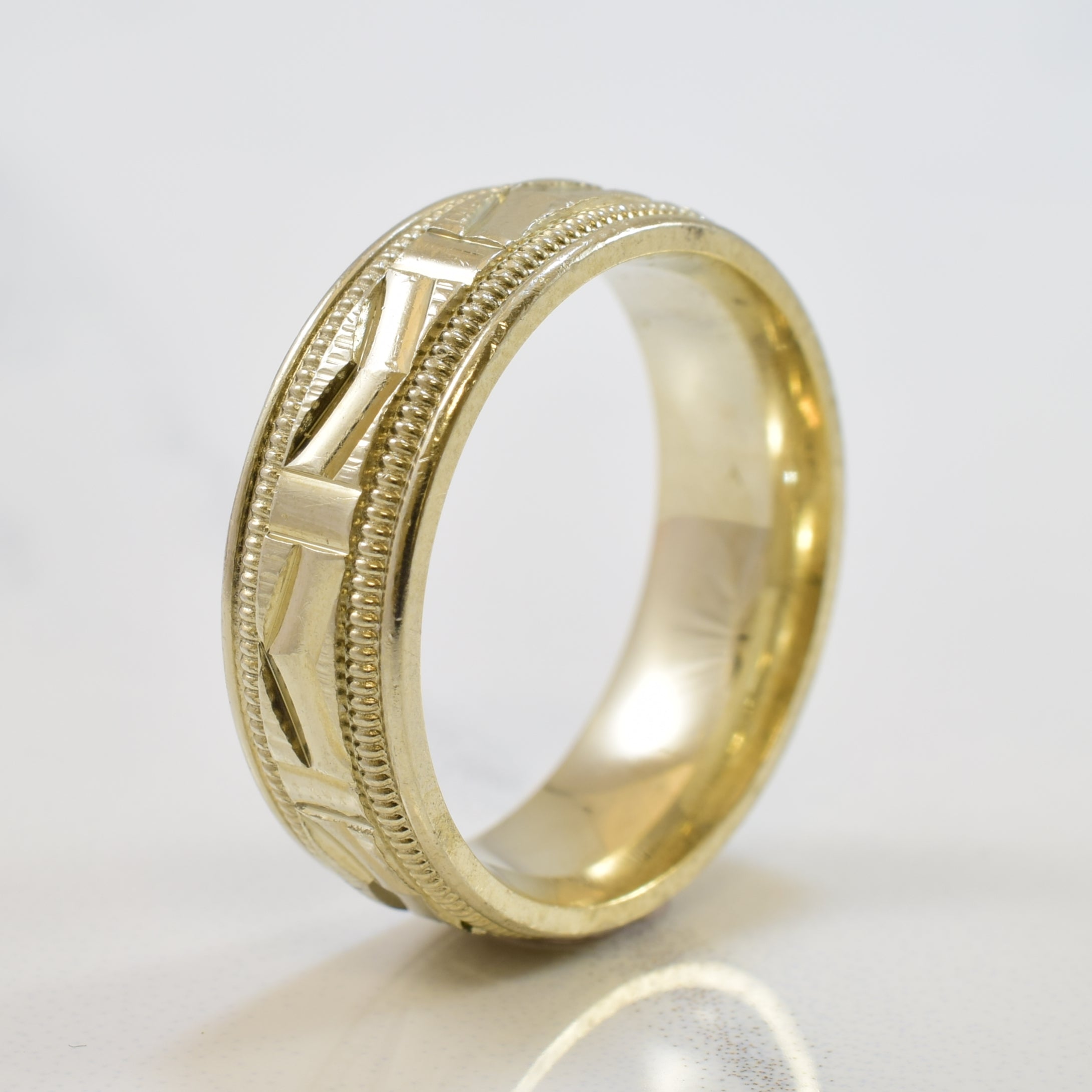 Textured White Gold Band | SZ 6 |