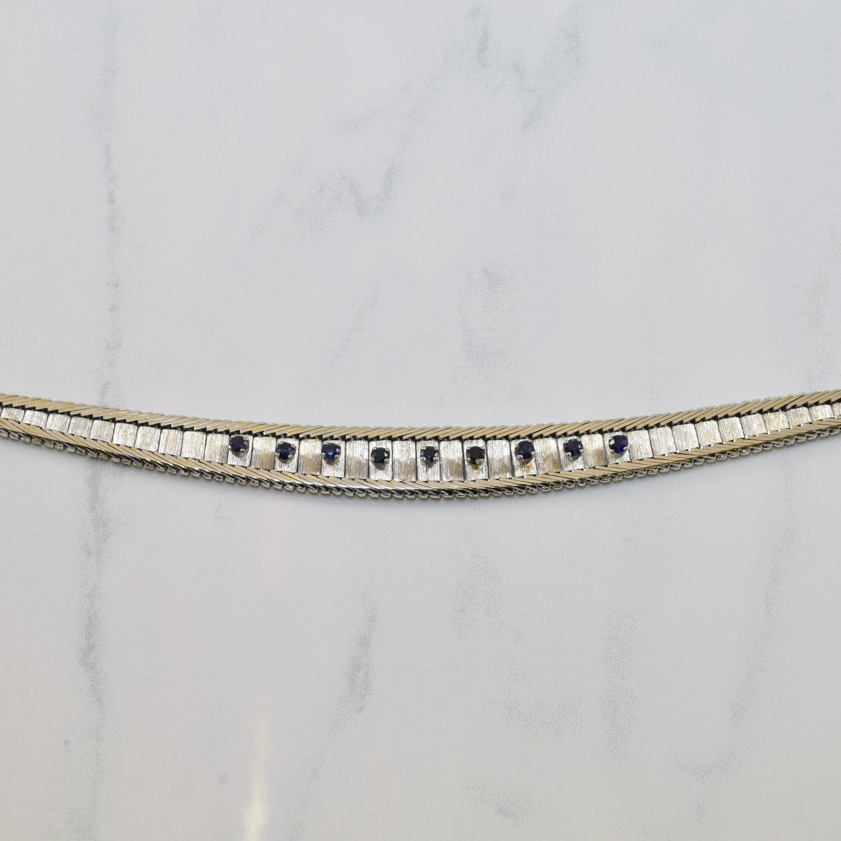 Blue Sapphire Foxtail Chain Necklace | 0.51ctw | 17.5" |