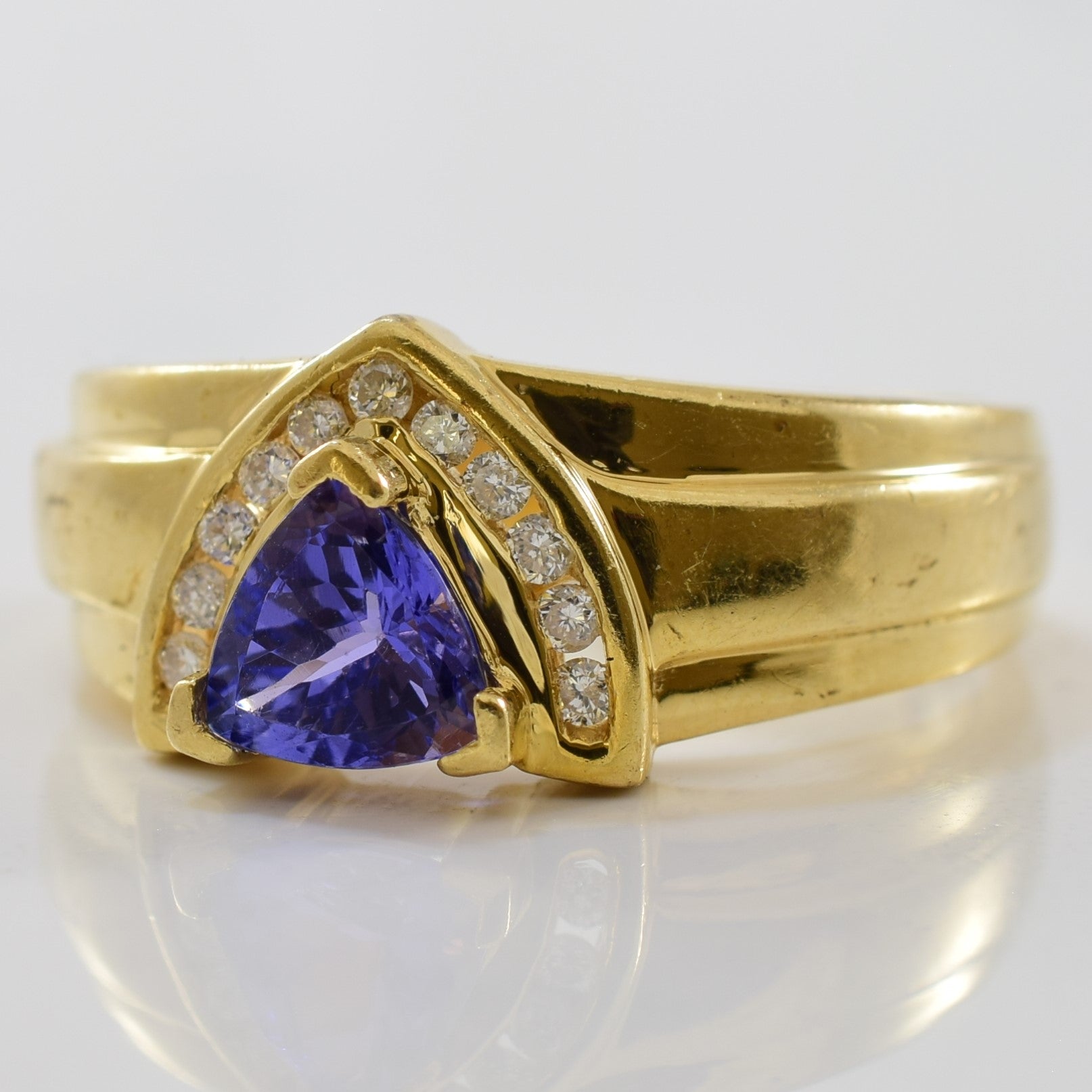 Trillion Tanzanite & Diamond Ring | 0.11ctw, 0.80ct | SZ 8.5 |