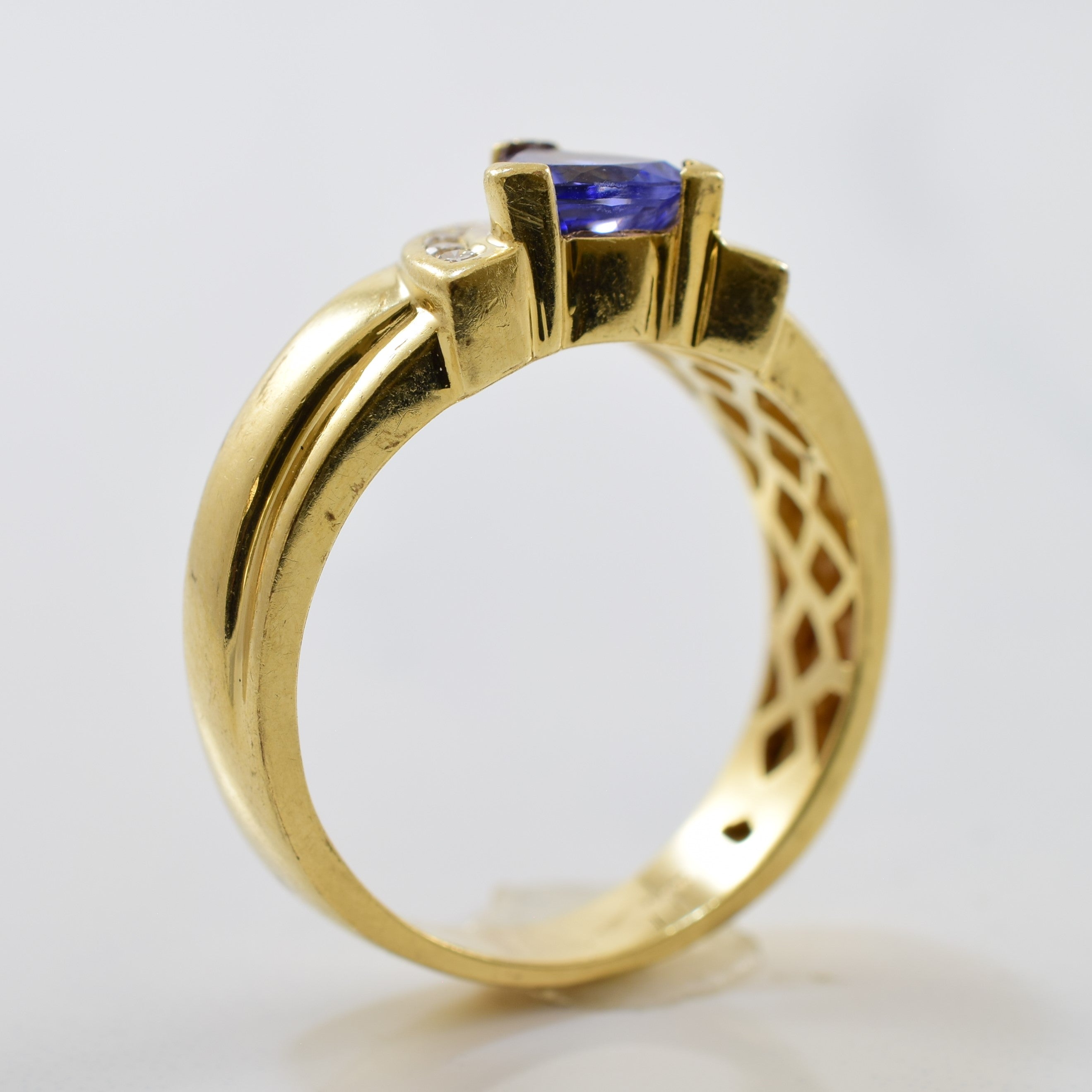 Trillion Tanzanite & Diamond Ring | 0.11ctw, 0.80ct | SZ 8.5 |