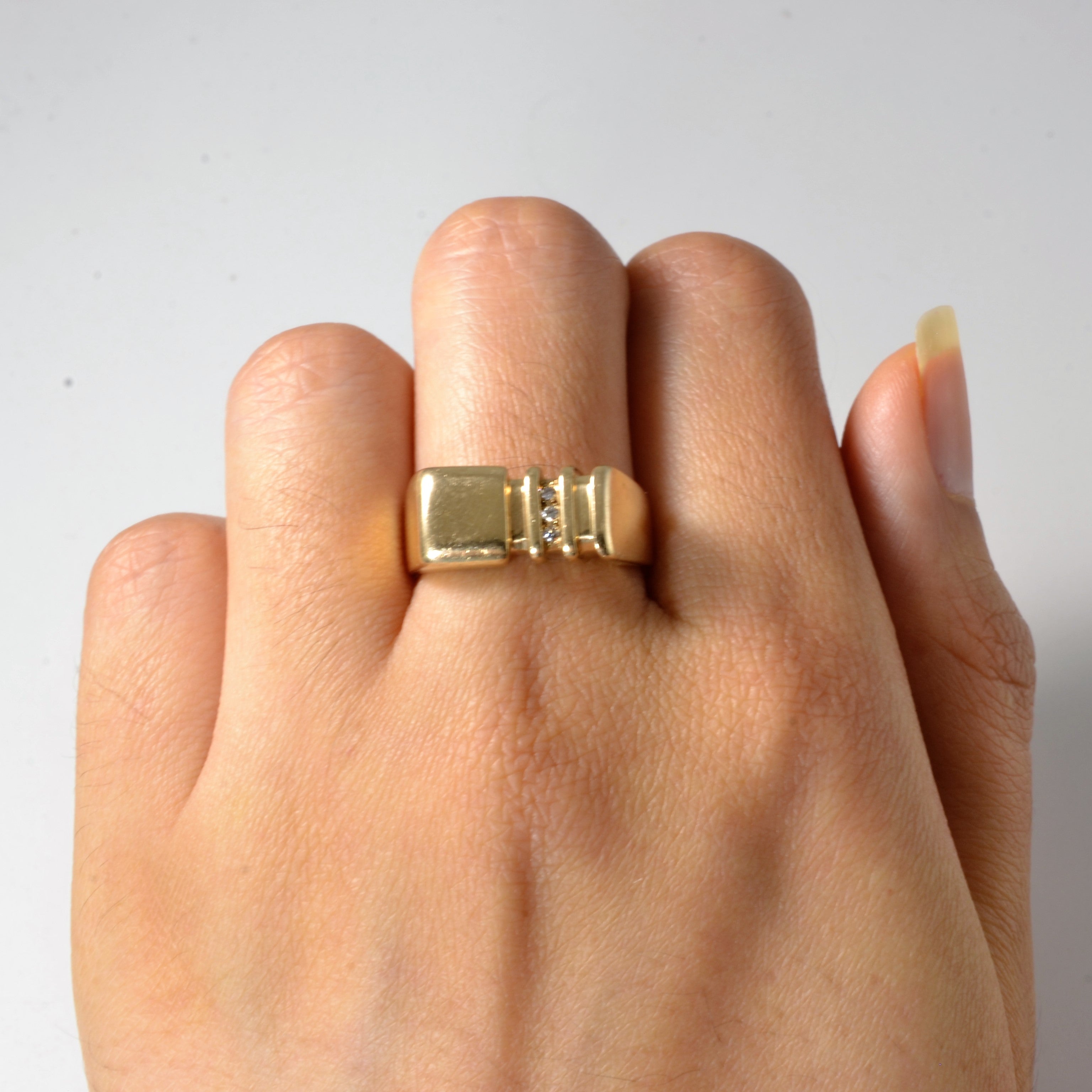 Channel Set Diamond Signet Ring | 0.015ctw | SZ 8 |