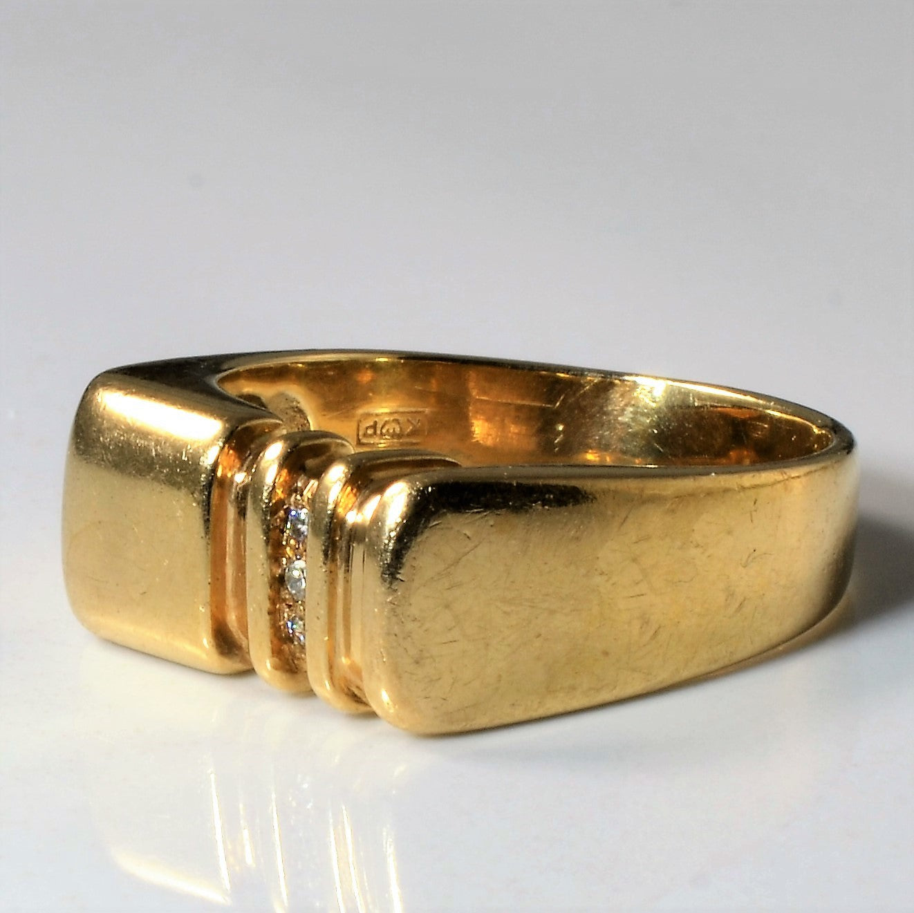 Channel Set Diamond Signet Ring | 0.015ctw | SZ 8 |
