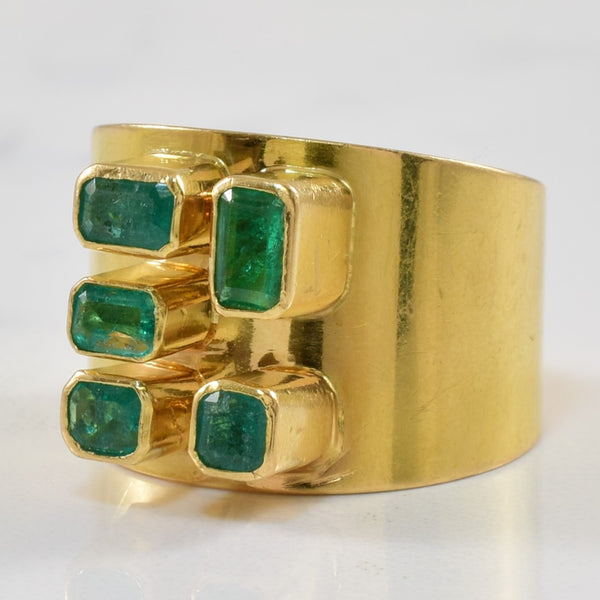 Geometric Emerald Wide Band Ring | 1.20ctw | SZ 7.75 |