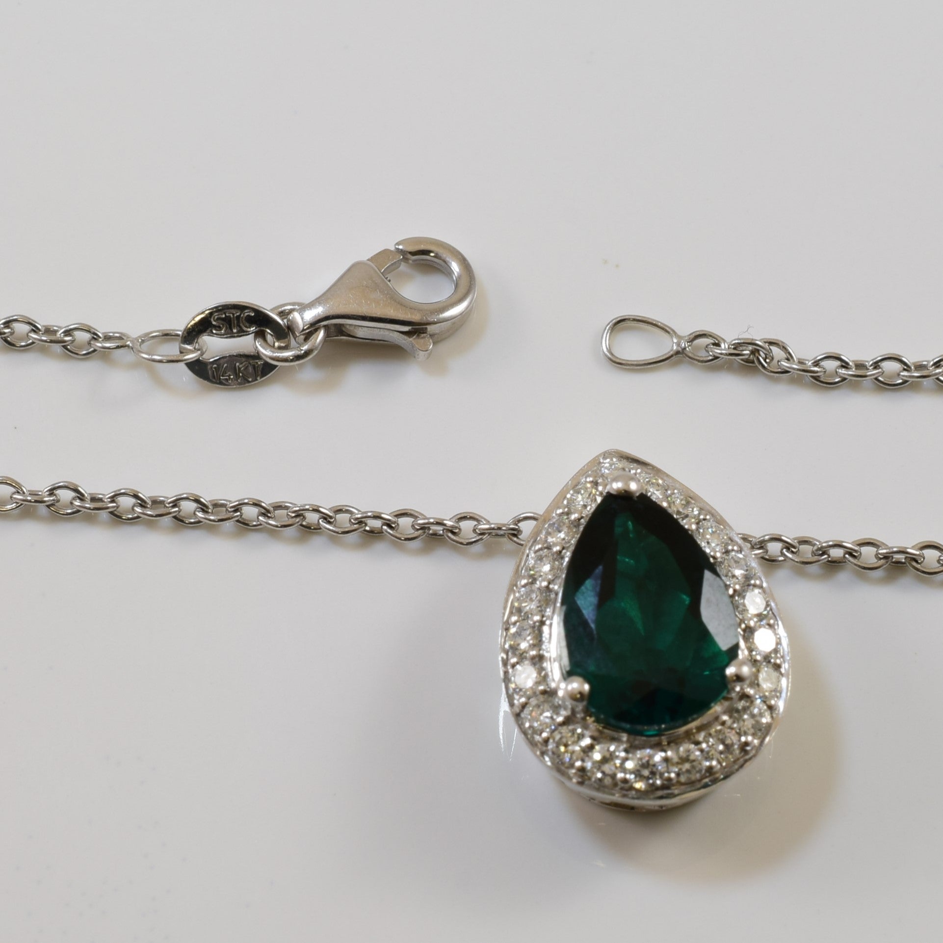 Synthetic Emerald & Diamond Halo Suite | 2.95ctw, 0.65ctw | 17" |