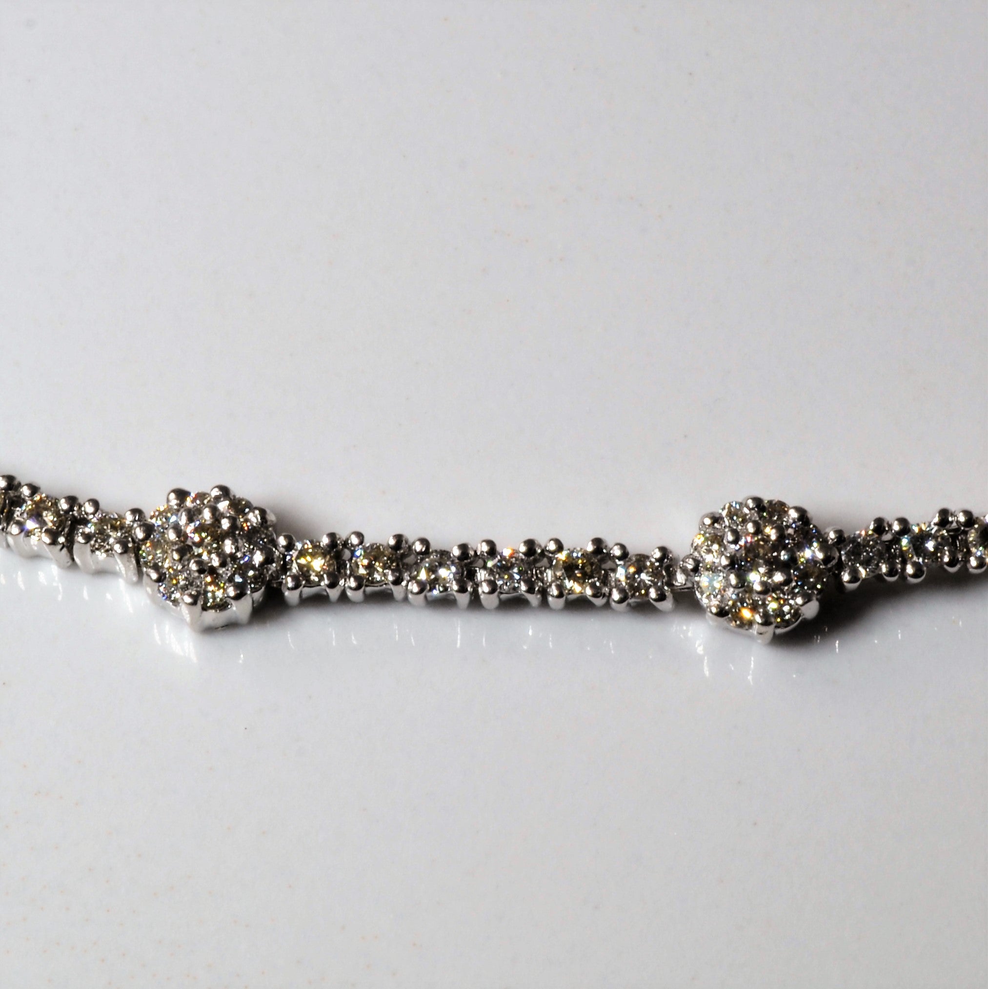 Pave Floral Diamond Chain Bracelet | 1.44ctw | 8" |