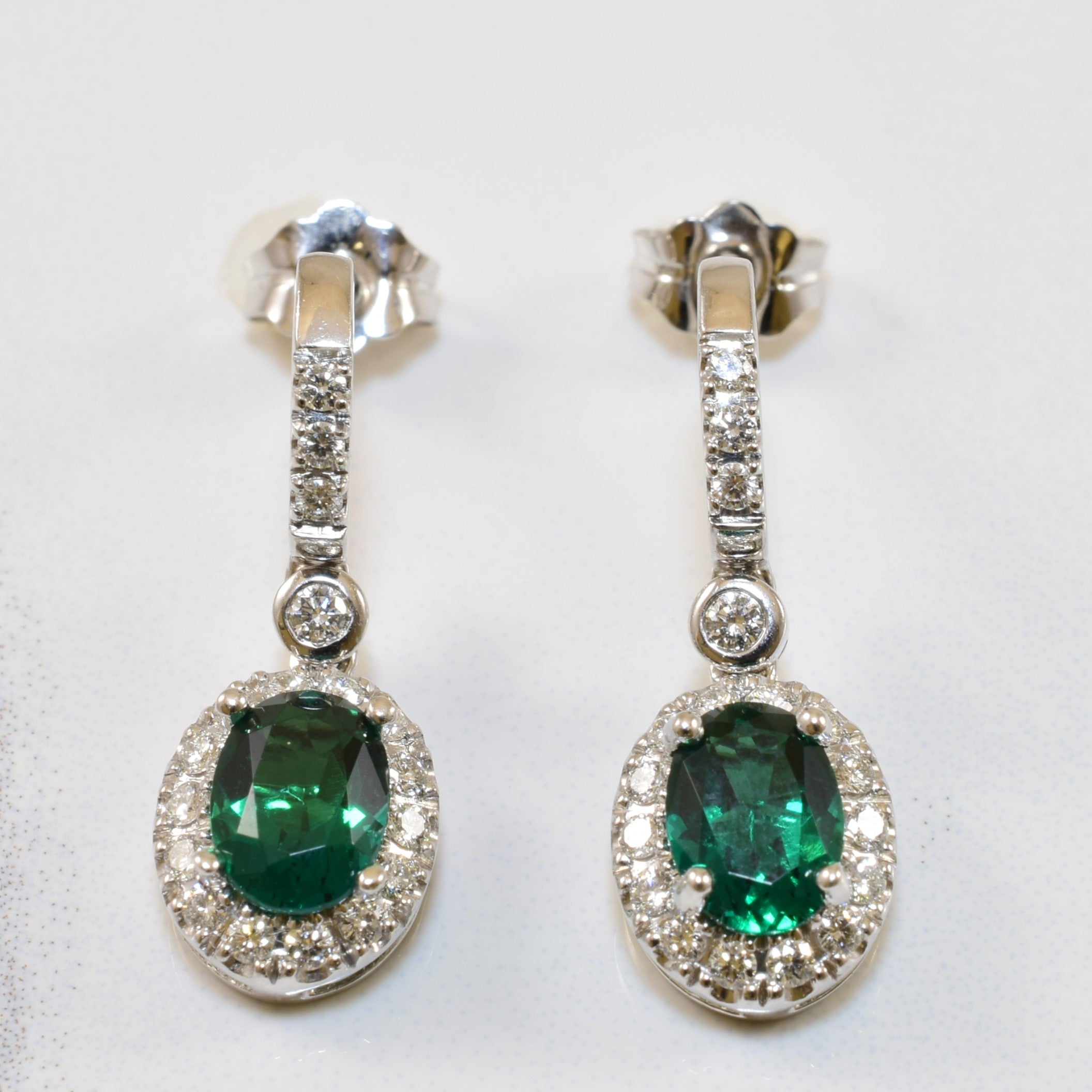 Synthetic Emerald & Diamond Halo Suite | 2.95ctw, 0.65ctw | 17" |