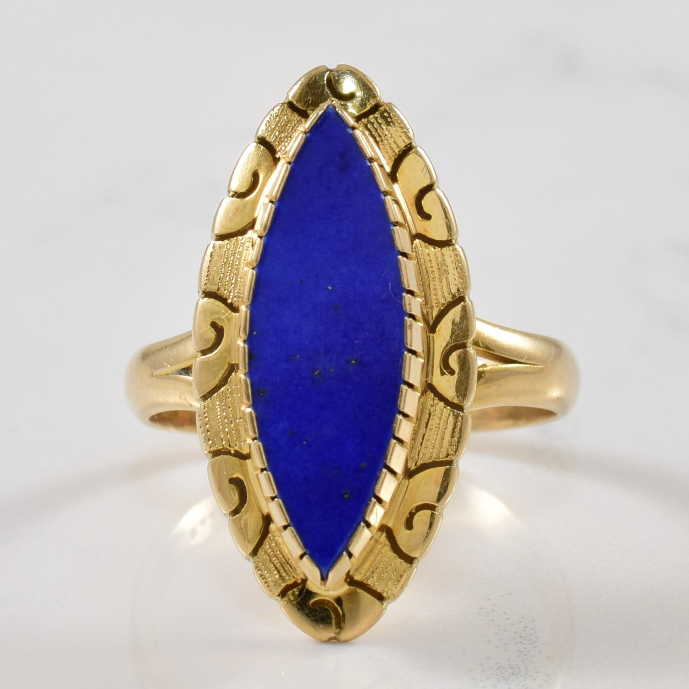 Bezel Set Marquise Lapis Lazuli Ring | 2.00ct | SZ 5.5 |