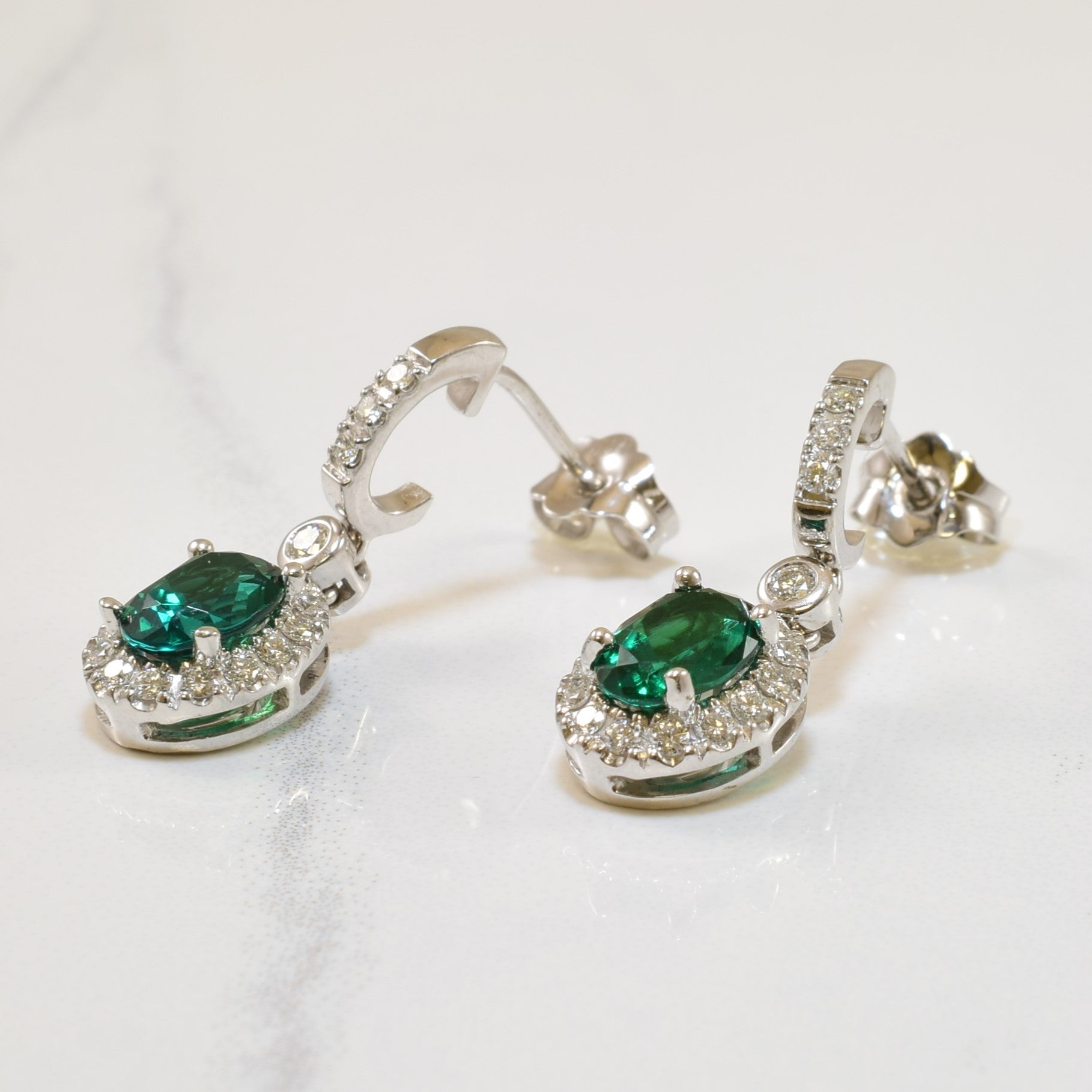 Synthetic Emerald & Diamond Halo Suite | 2.95ctw, 0.65ctw | 17" |