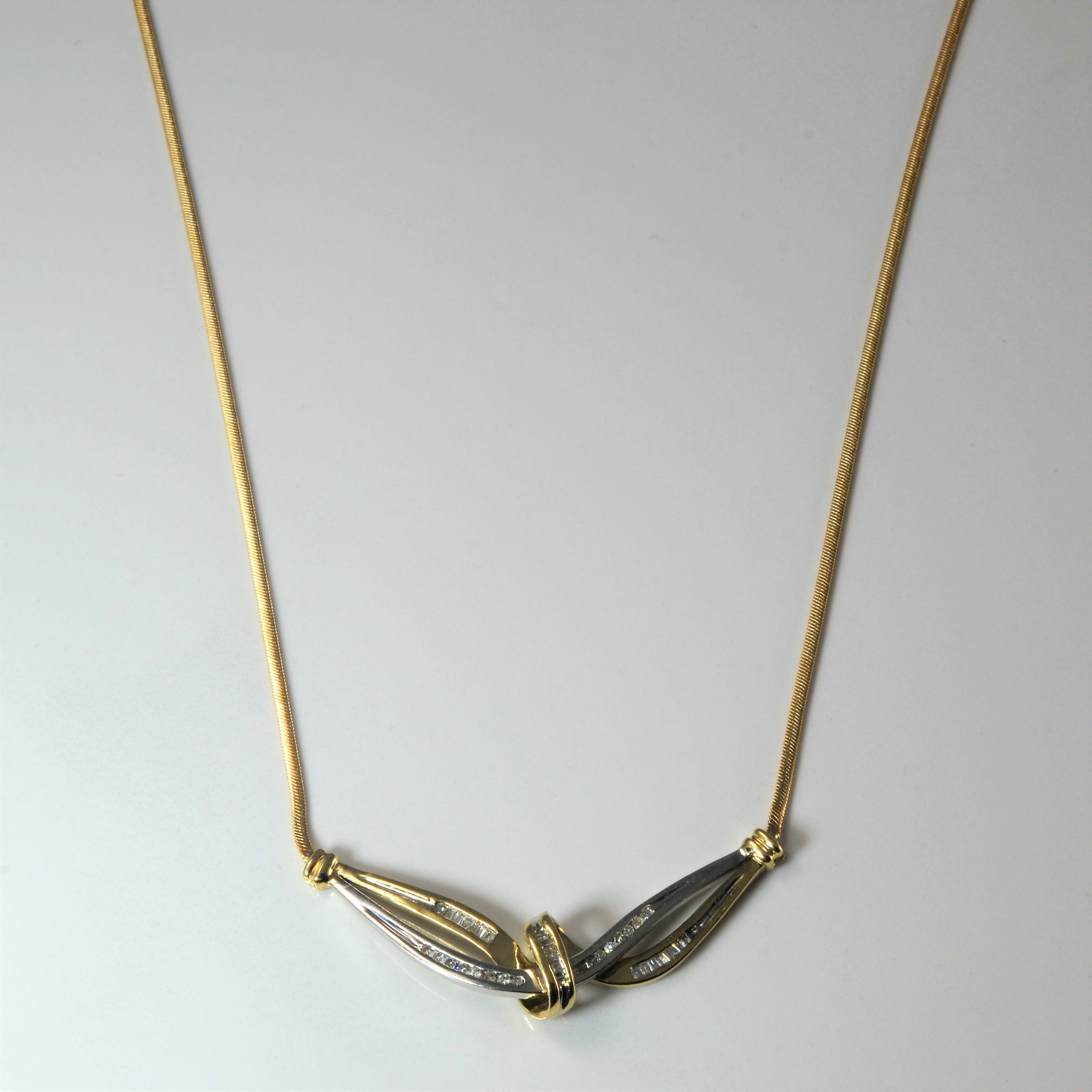 Two Tone Diamond Channel Plate Necklace | 0.11ctw | 17" |