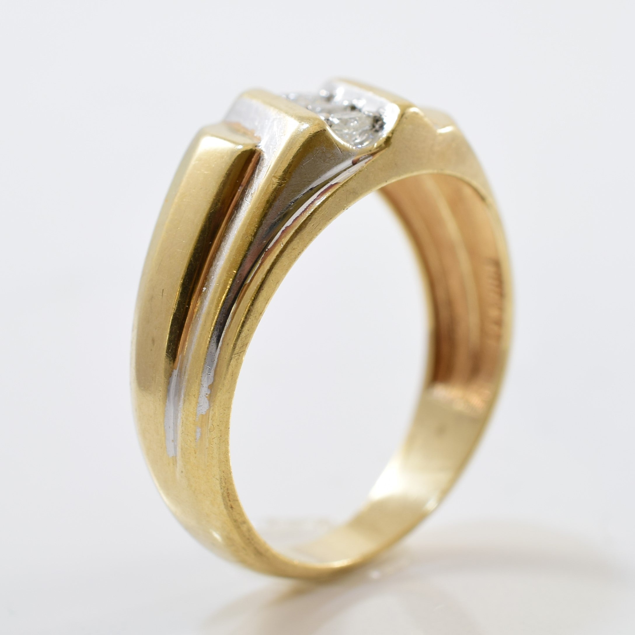 Bague Bypass Pattern Two Tone Band | 0,14 ctw | Taille 10,5 |