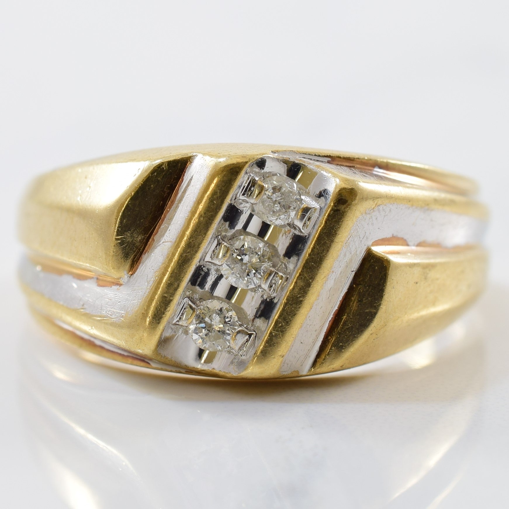 Bague Bypass Pattern Two Tone Band | 0,14 ctw | Taille 10,5 |