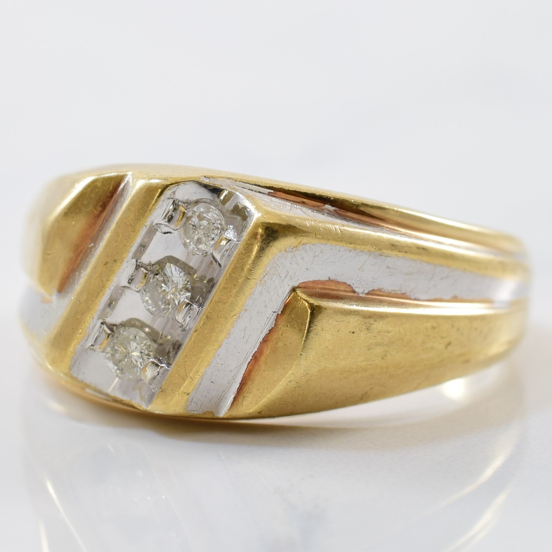 Bague Bypass Pattern Two Tone Band | 0,14 ctw | Taille 10,5 |