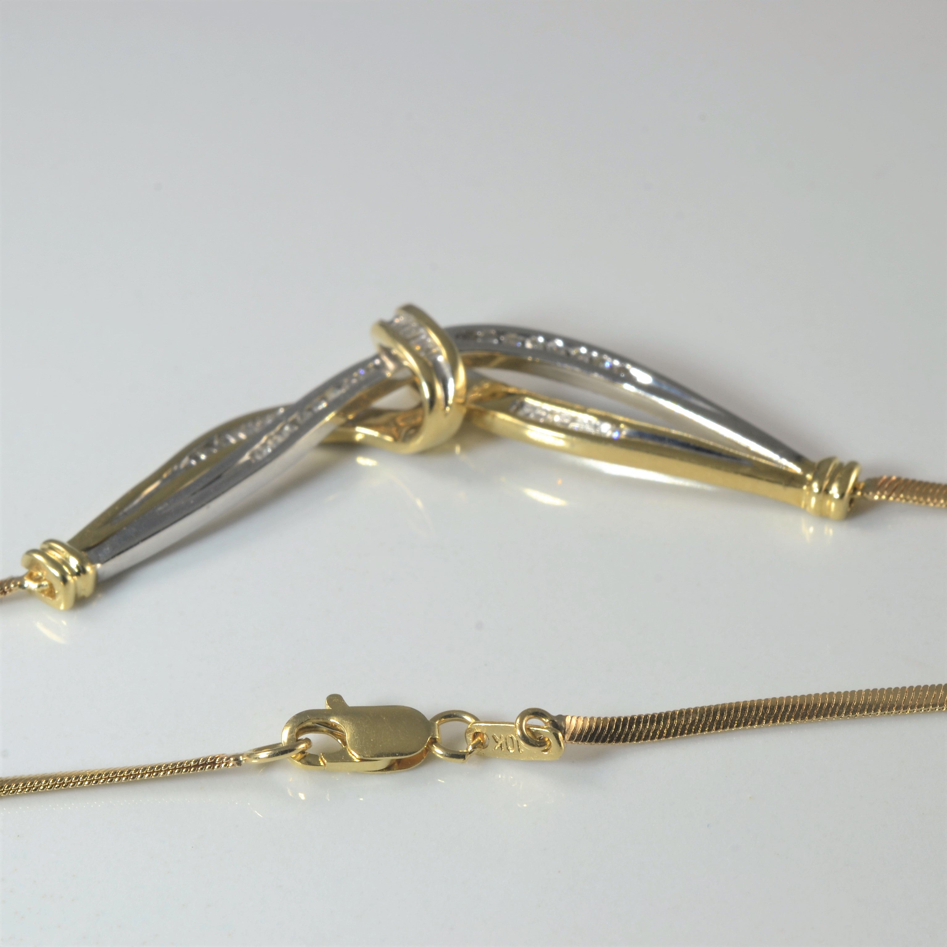 Two Tone Diamond Channel Plate Necklace | 0.11ctw | 17" |