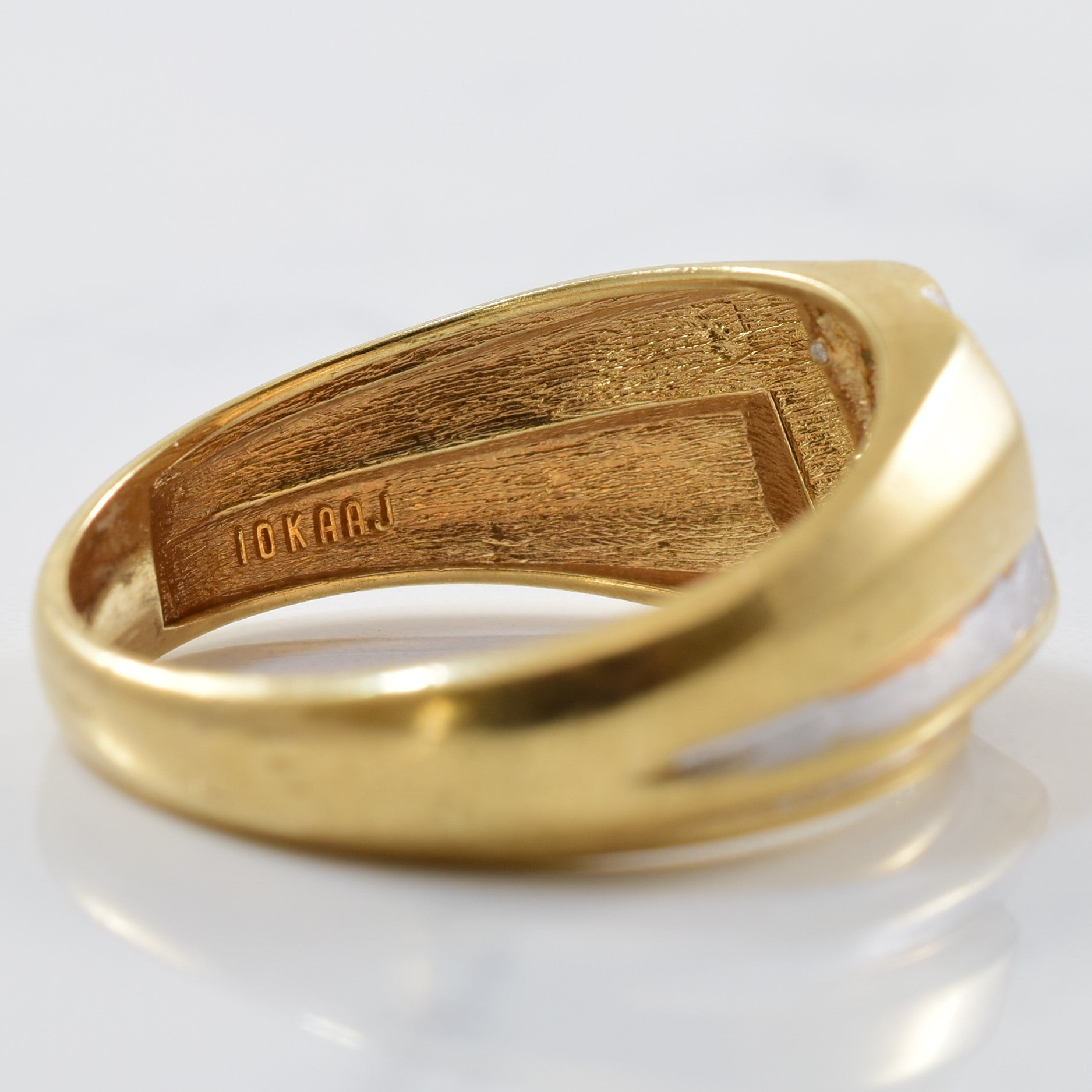 Bague Bypass Pattern Two Tone Band | 0,14 ctw | Taille 10,5 |