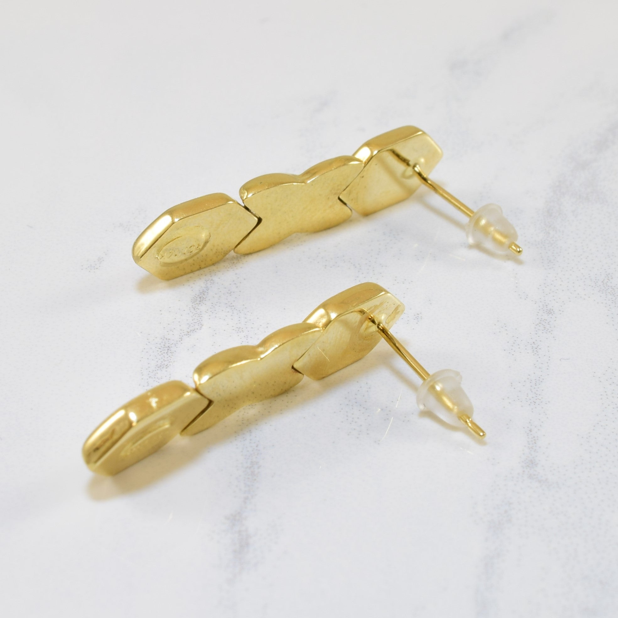 Yellow Gold Drop Link Earrings |