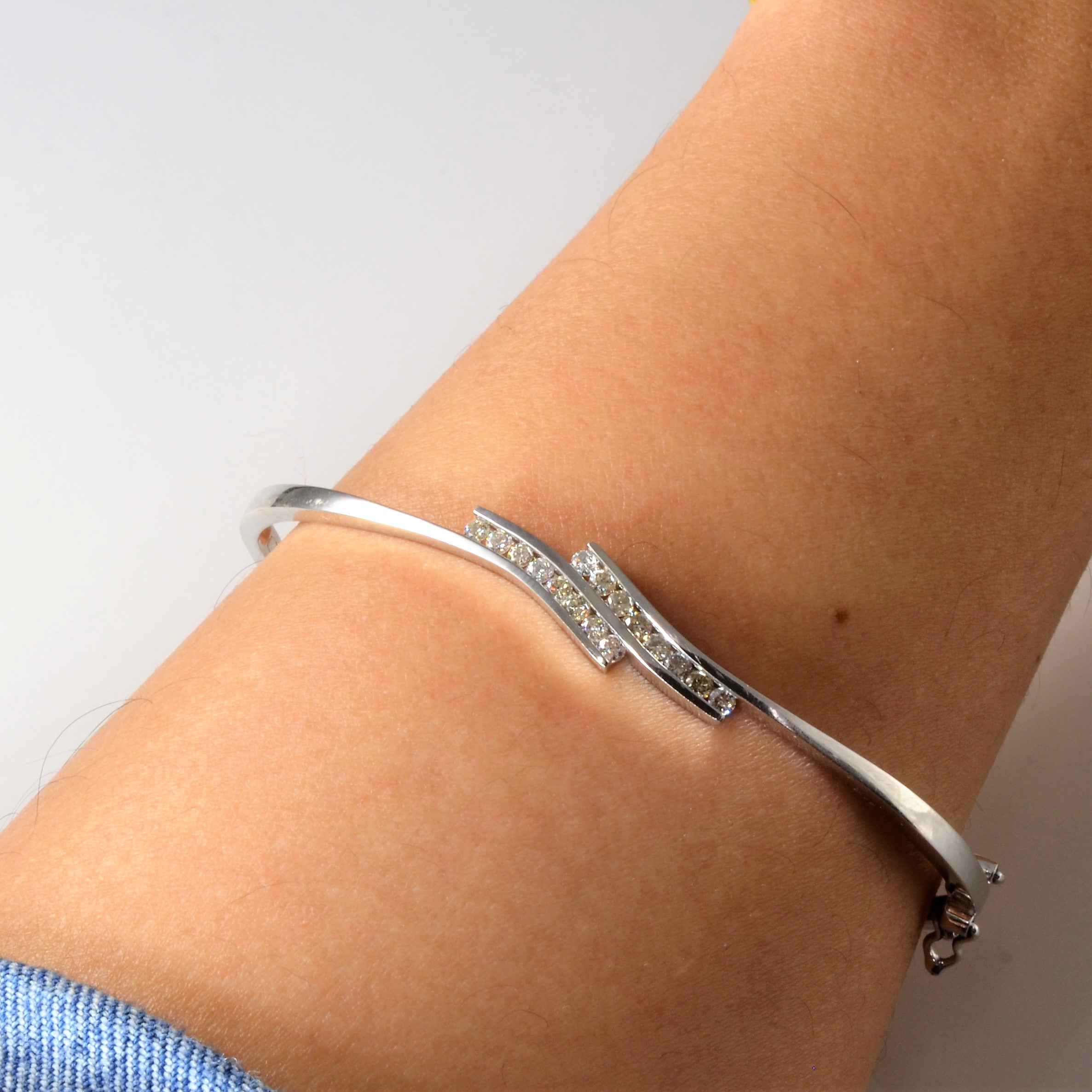 Bypass Channel Set Diamond Bangle | 0.40ctw | 7.5"|