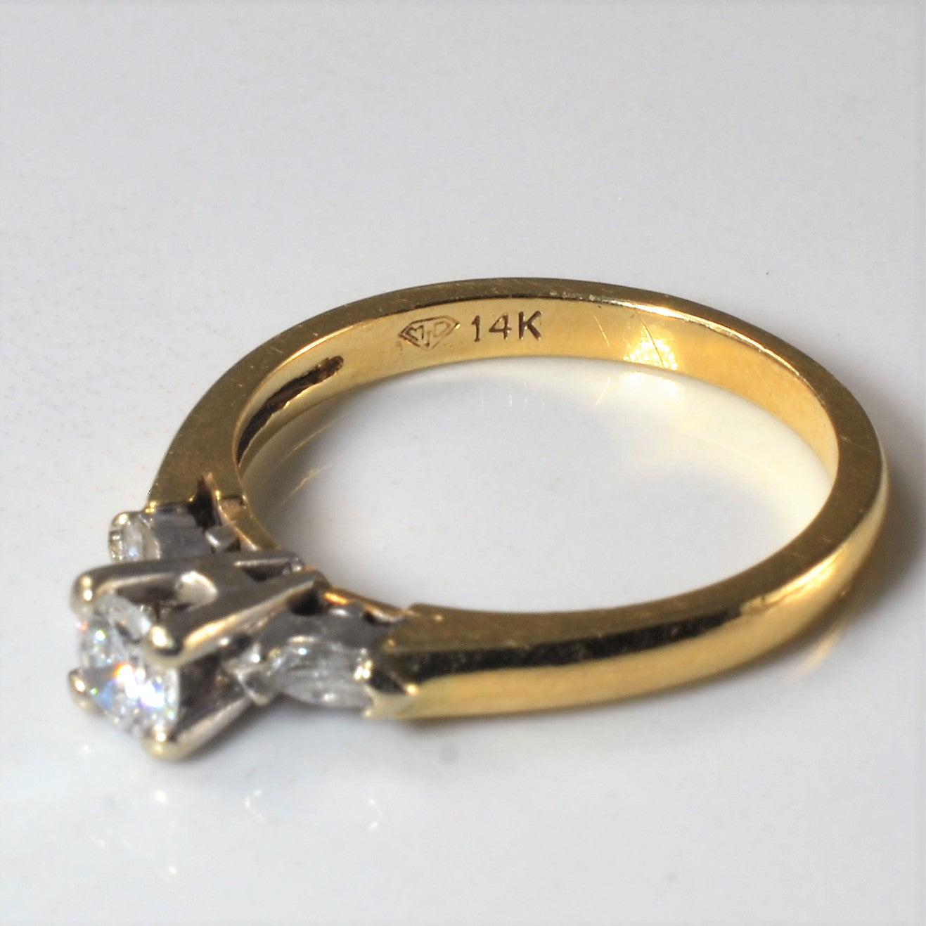 Marquise Side Stone Diamond Engagement Ring | 0.39ctw | SZ 5.75 |