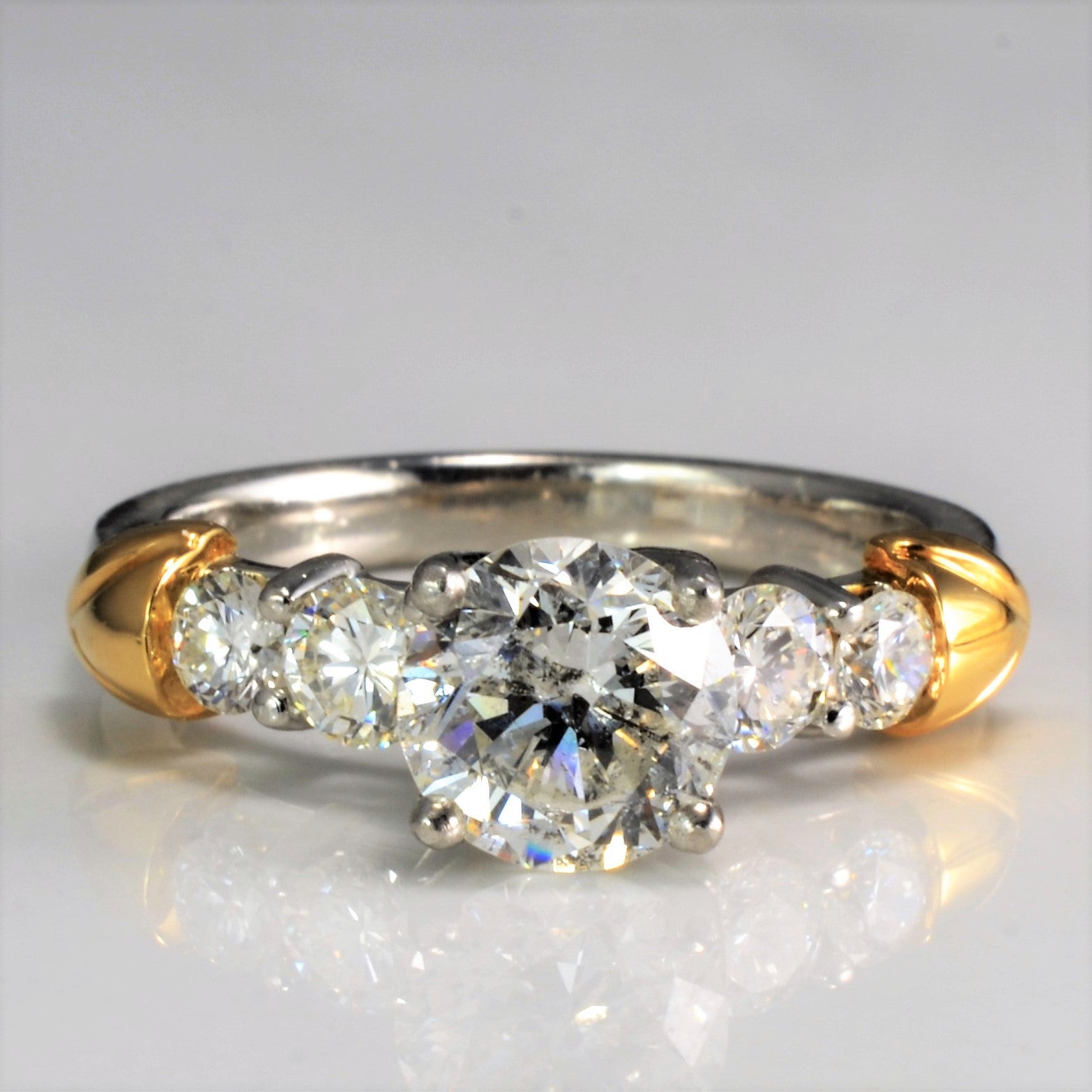 Yellow Gold Shoulder Diamond Engagement Ring | 1.92 ctw | SI3, G | SZ 6.75 |