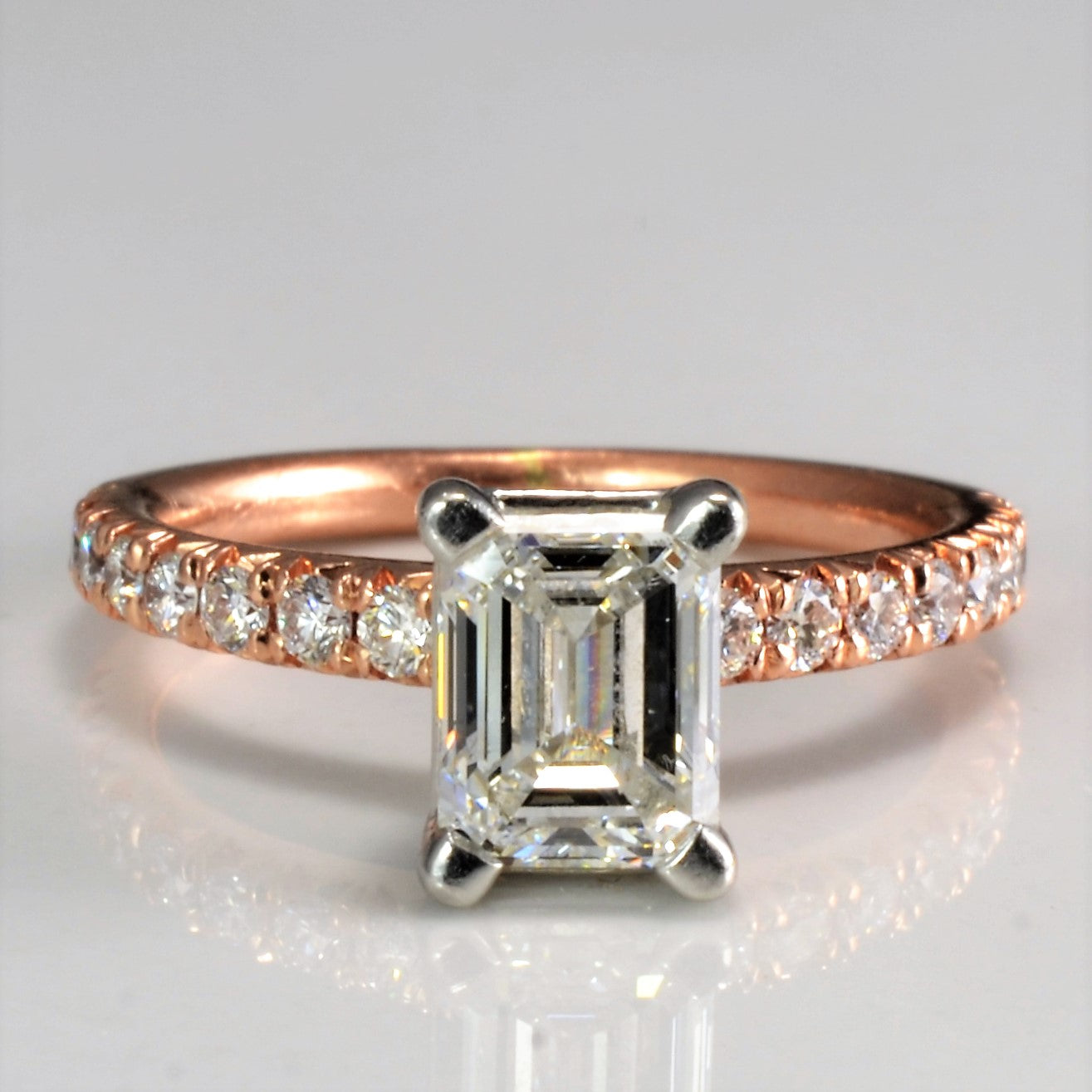 GIA Emerald Cut Diamond Engagement Ring | GIA 1.01ct VVS1 F, 0.24ctw | SZ 3.5 |