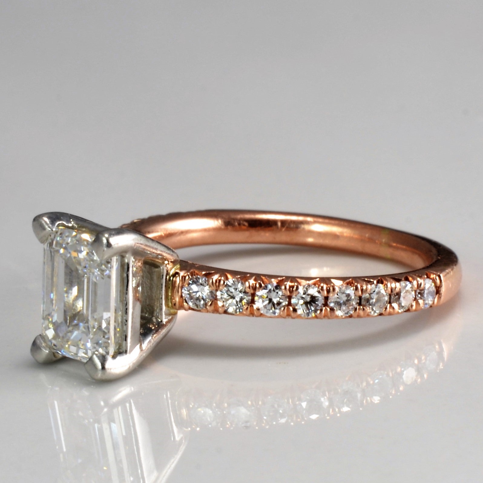 GIA Emerald Cut Diamond Engagement Ring | GIA 1.01ct VVS1 F, 0.24ctw | SZ 3.5 |