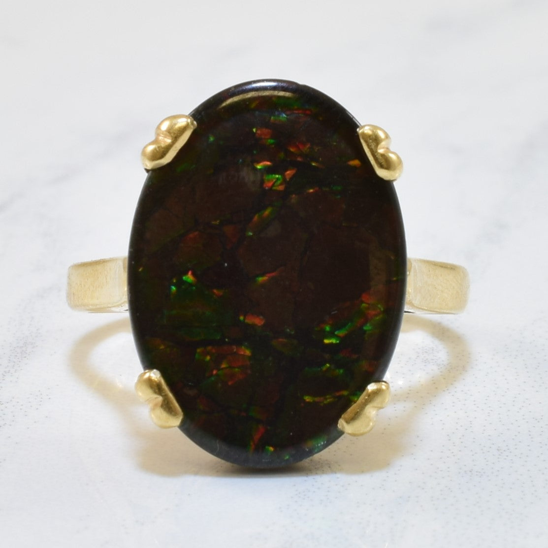 Oval Ammolite Cocktail Ring | 5.00ct | SZ 4.5 |
