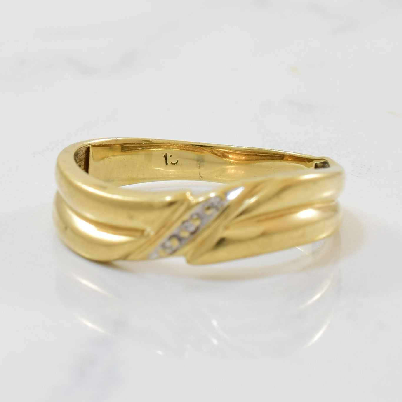 Bague vague en diamant diagonal | 0,01 ct | Taille 7,75 |