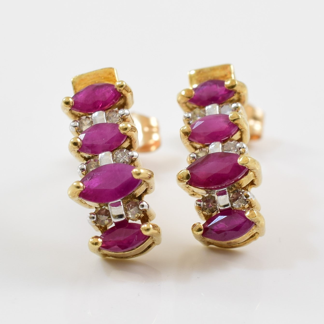 Ruby & Diamond 10k Earrings | 0.12ctw, 0.60ctw |