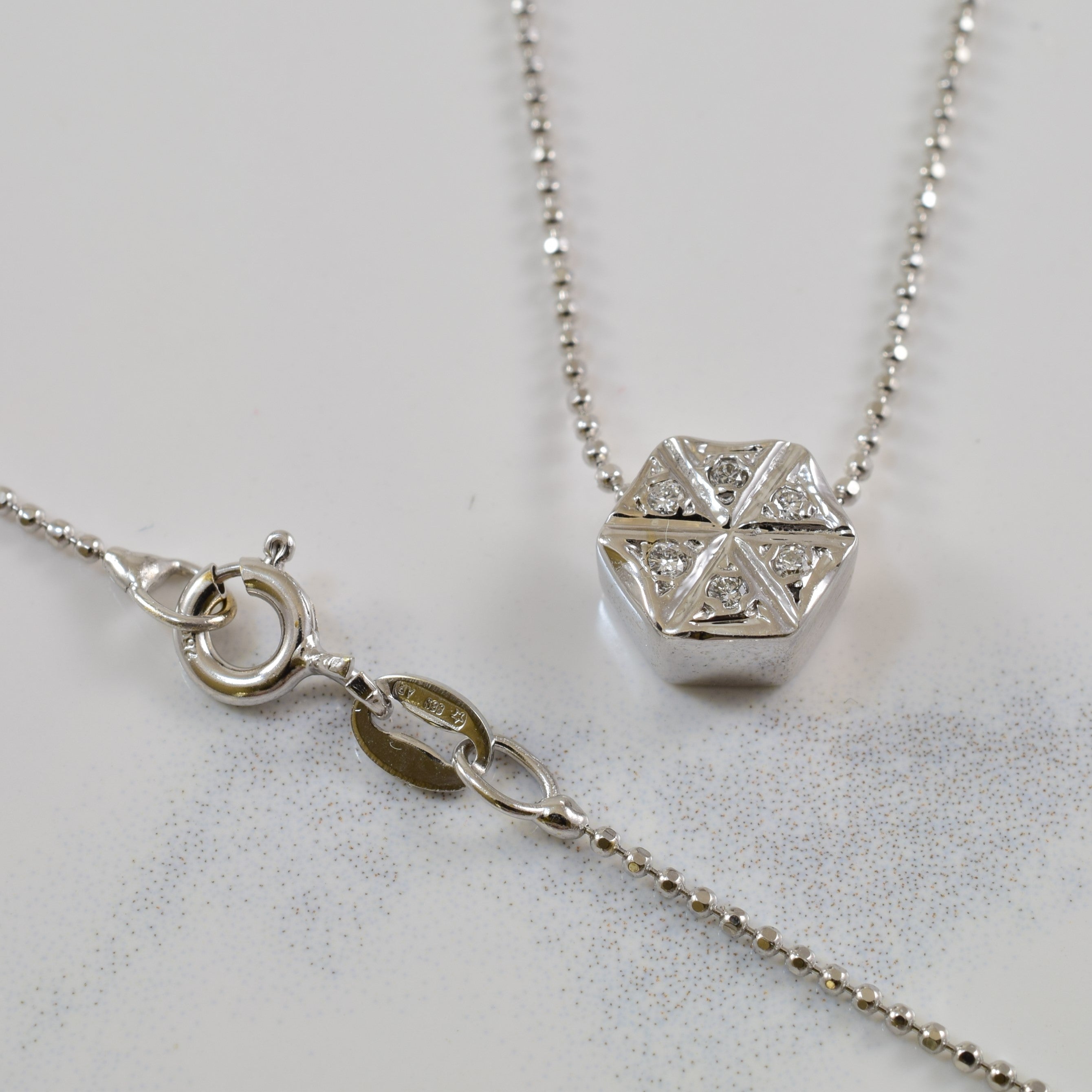 Diamond Hexagon Necklace | 0.04ctw | 16" |