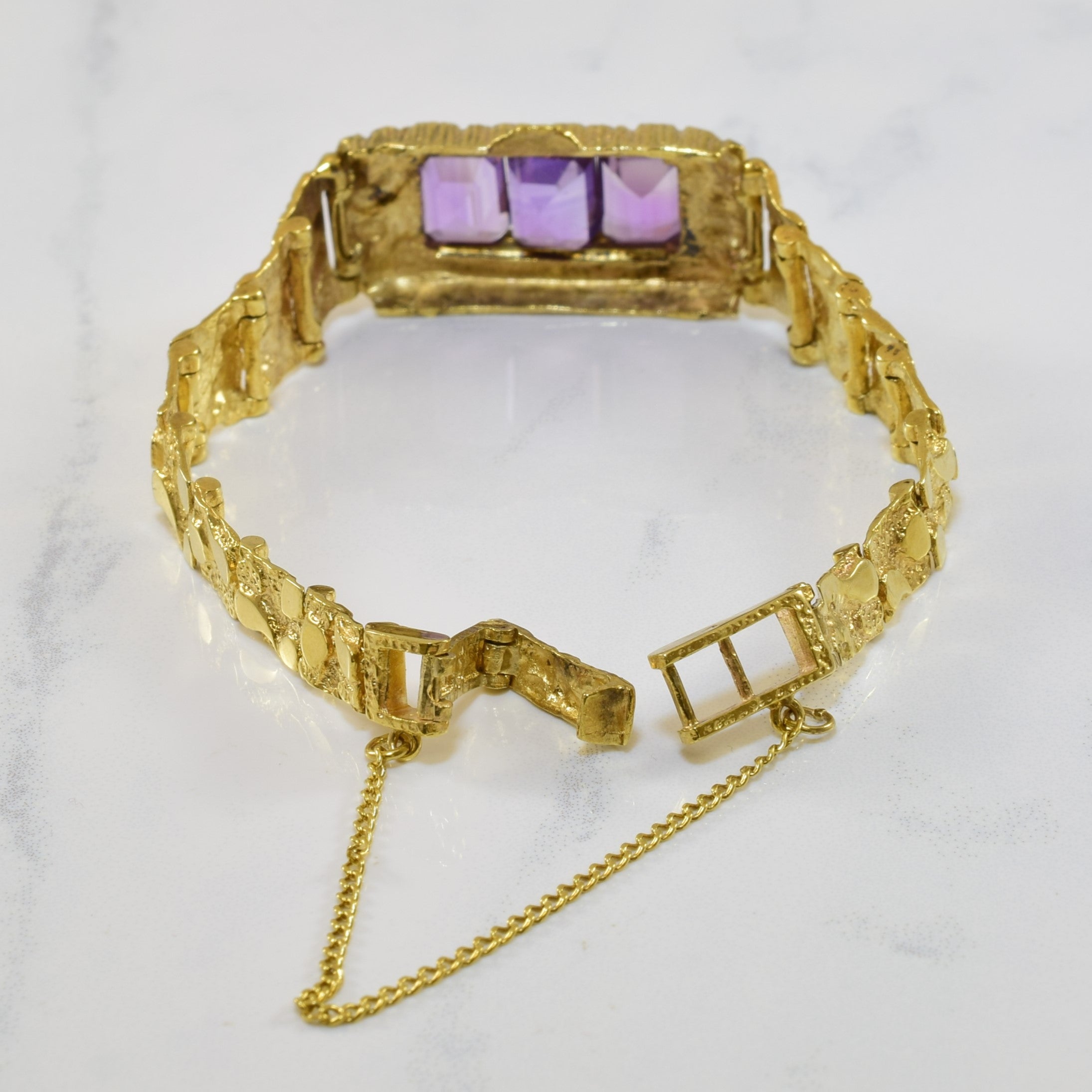 Textured Link Amethyst Bracelet | 6.00ctw | 7.5" |