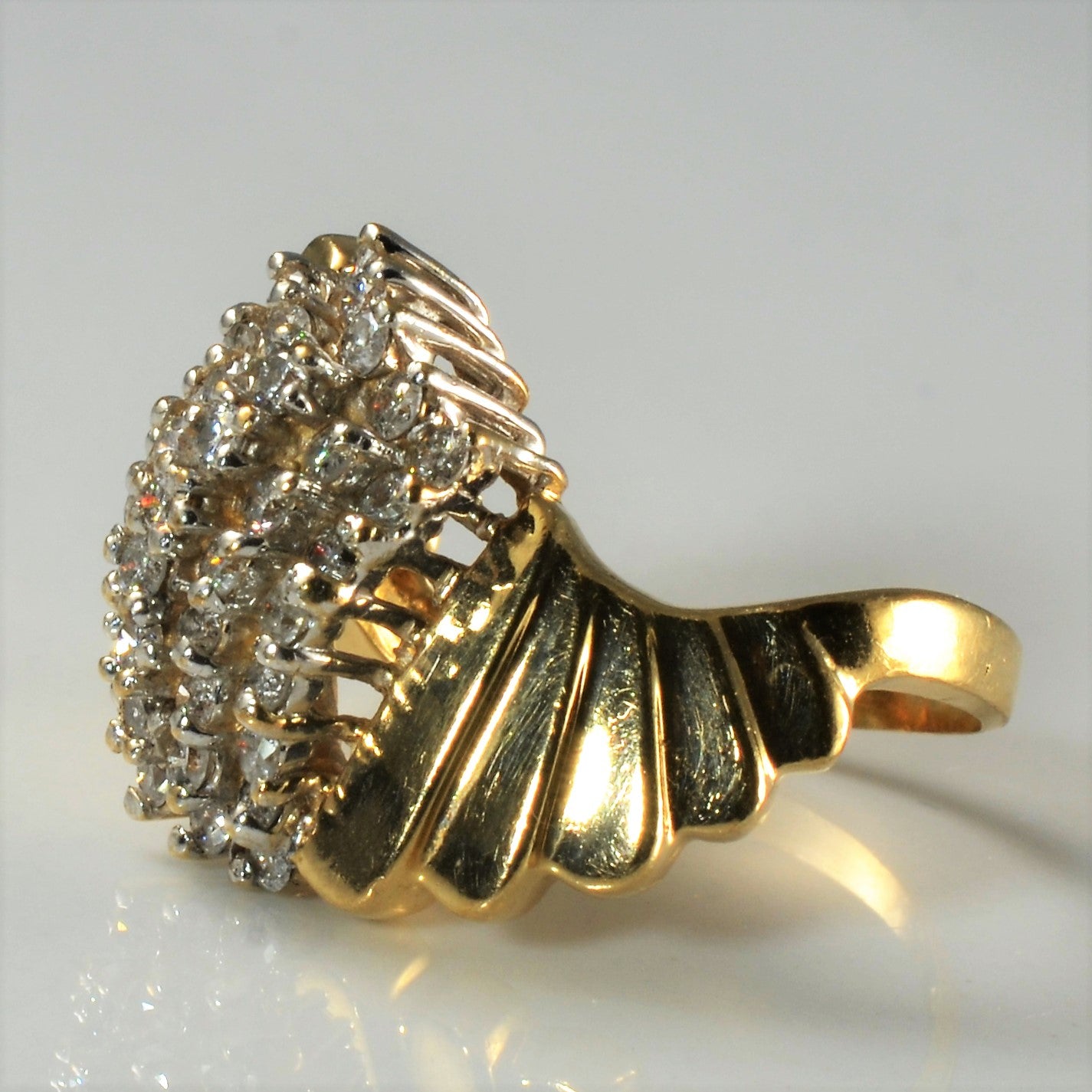 Cluster Diamond Bypass Ring | 0.80ctw | SZ 6.5 |