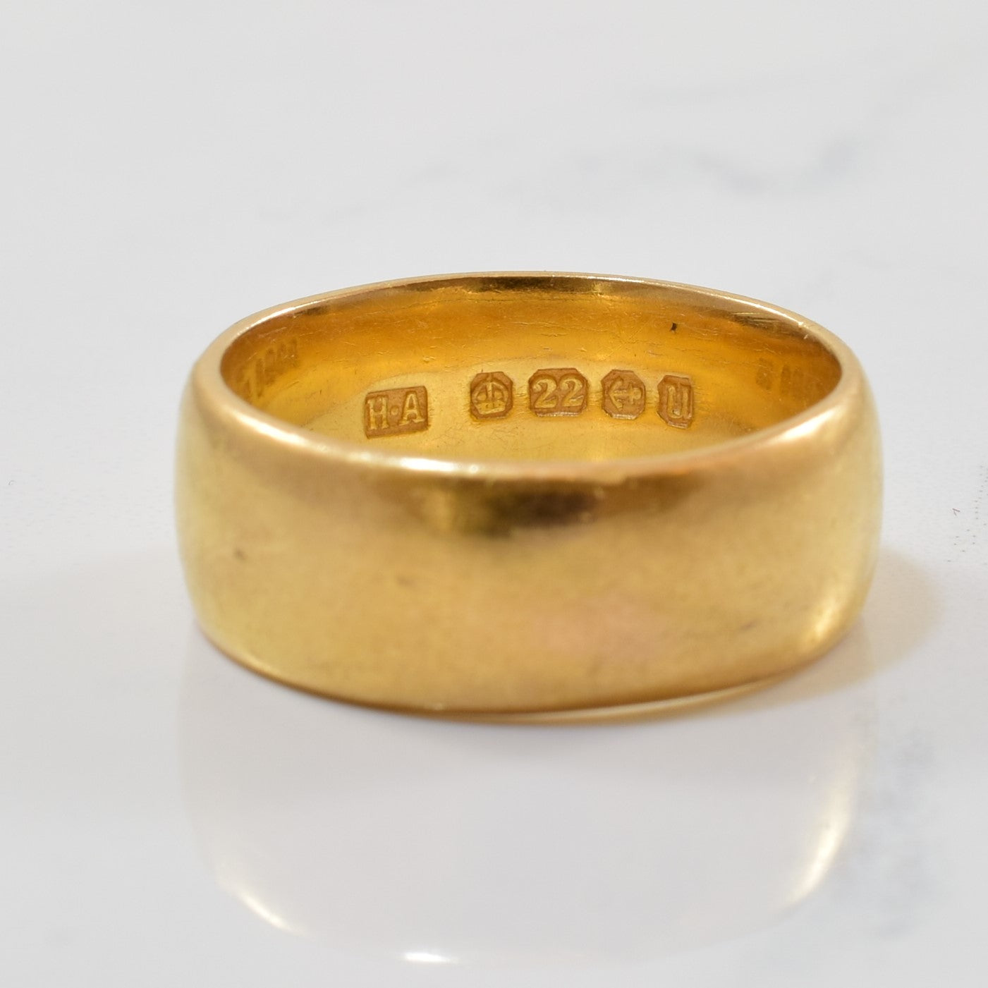 1919 Birmingham Hallmarked Yellow Gold Cigar Band | 7.5mm | SZ 7 |