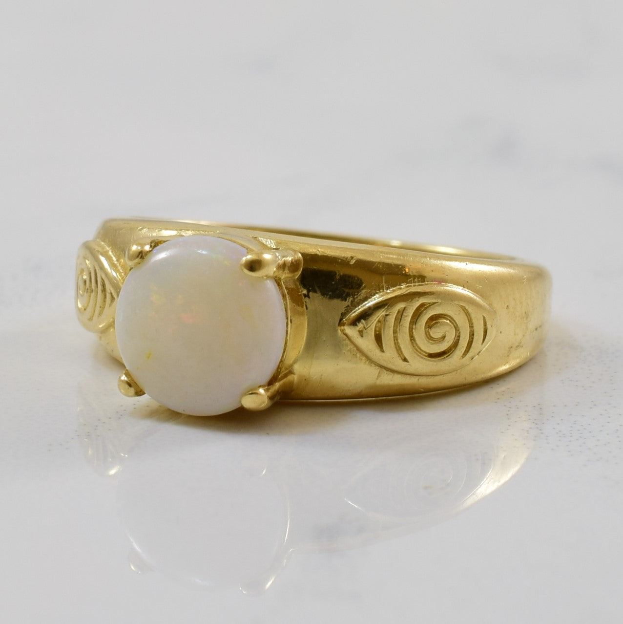 Round Opal Solitaire Ring | 0.70ct | SZ 5.25 |