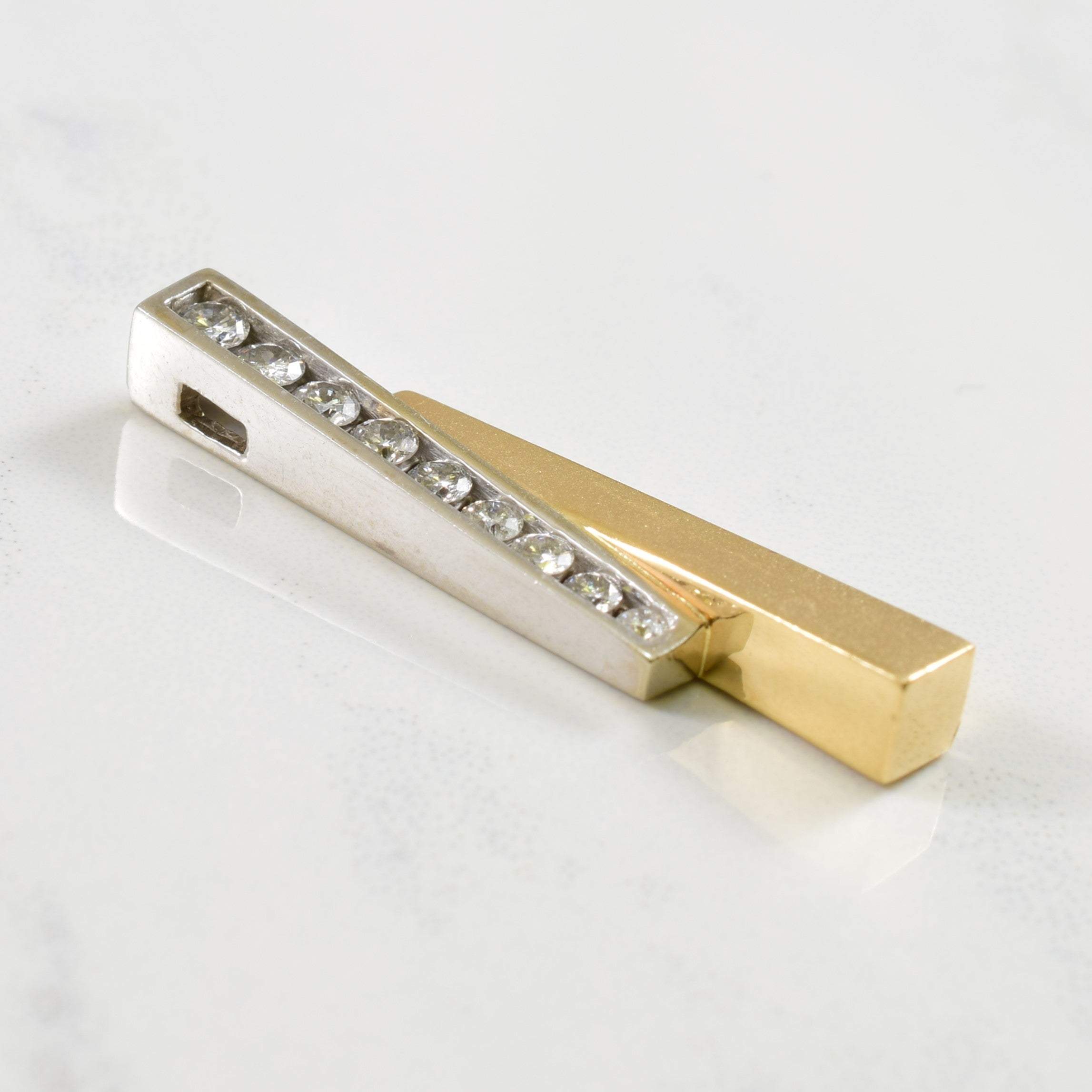Diamond Two Tone Bar Pendant | 0.36ctw |