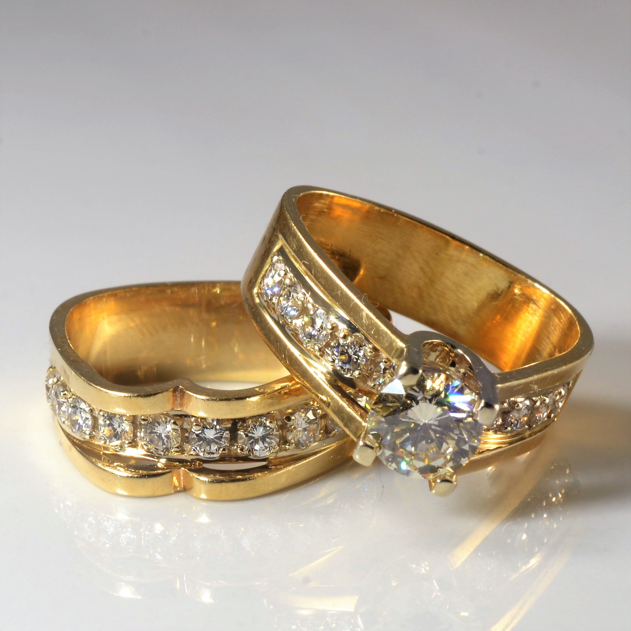 Wide Band Diamond Wedding Set | 2.04ctw | SZ 8 |