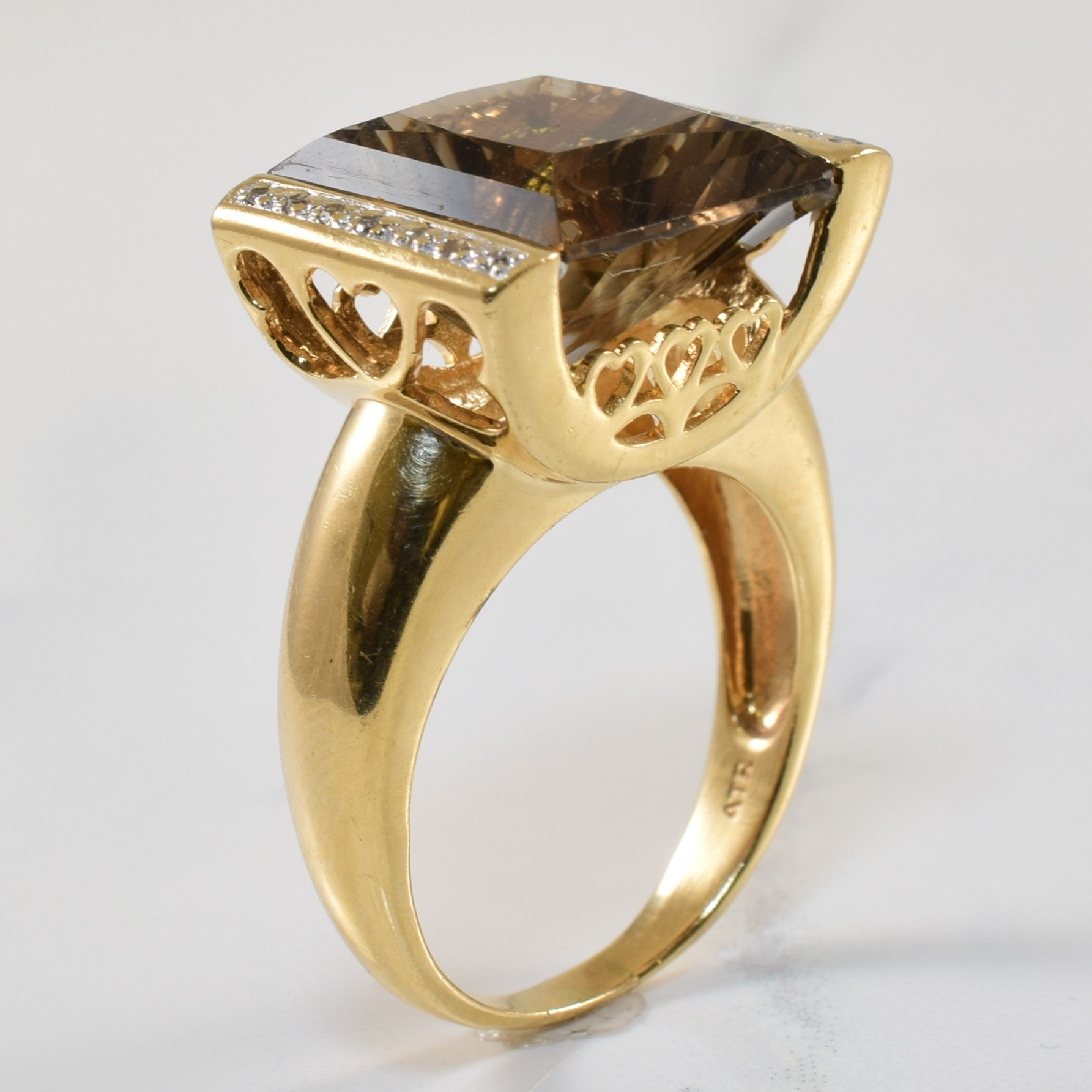 Smoky Quartz & Diamond Ring | 10.0ct, 0.05ctw | SZ 9 |
