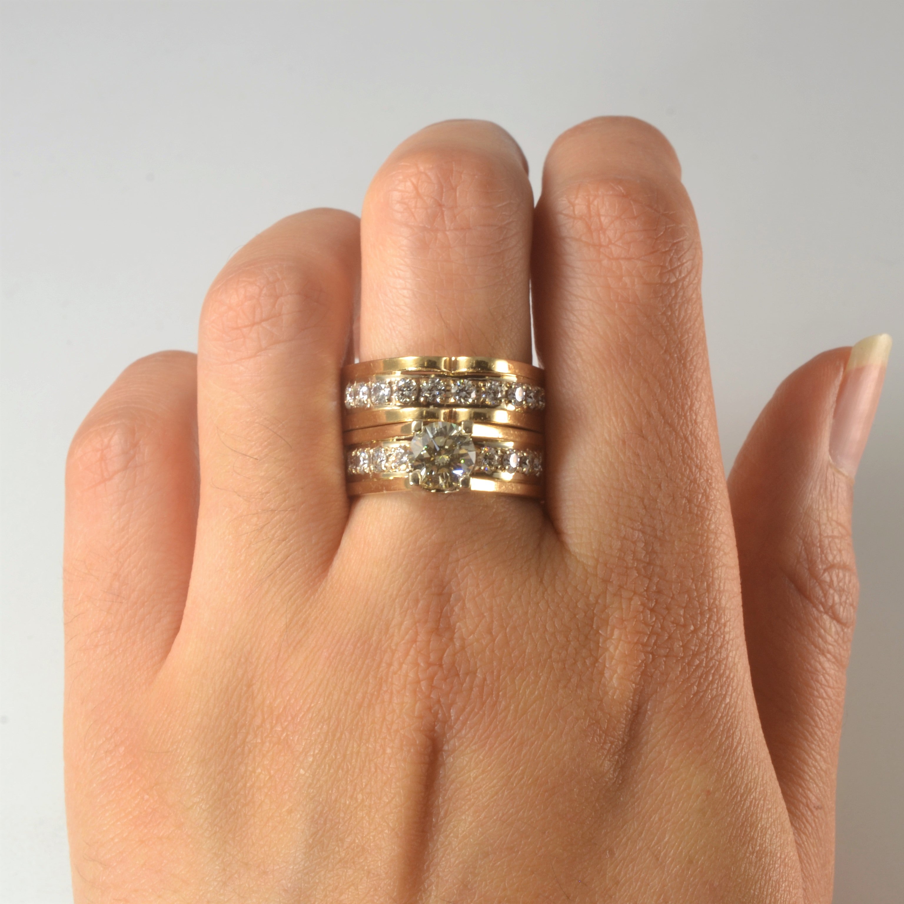 Wide Band Diamond Wedding Set | 2.04ctw | SZ 8 |
