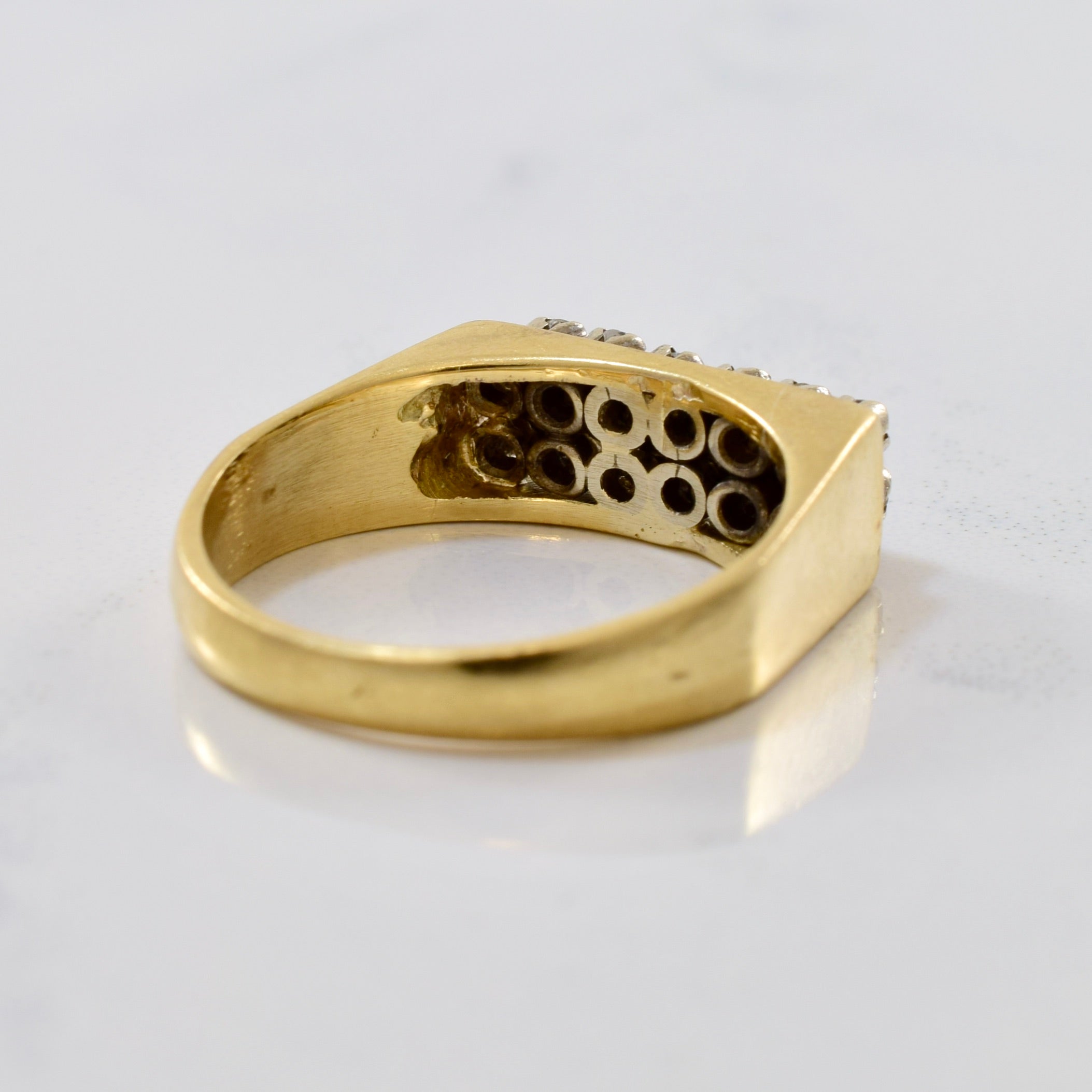Vintage ring with double row diamonds, Antique diamond ring