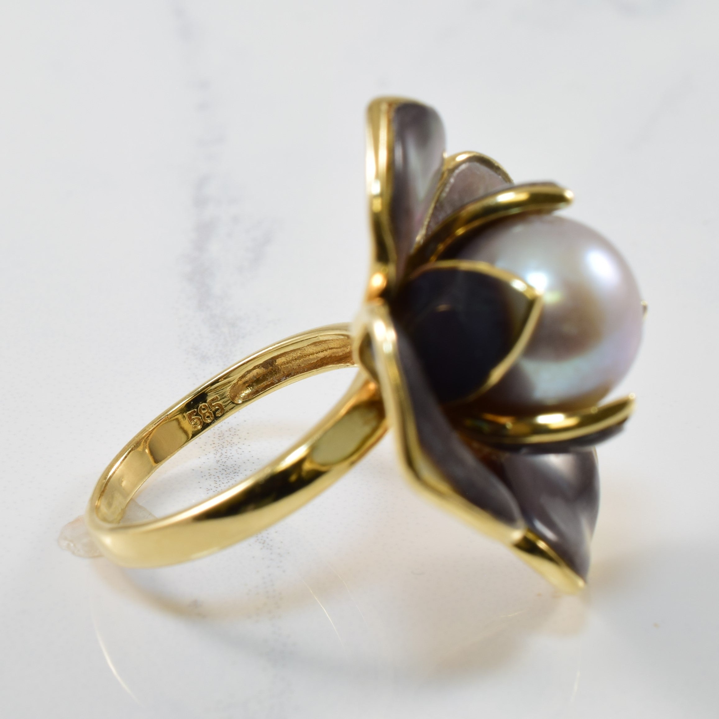 Floral Pearl Cocktail Ring | 8.00ct, 13.0ctw | SZ 6.5 |