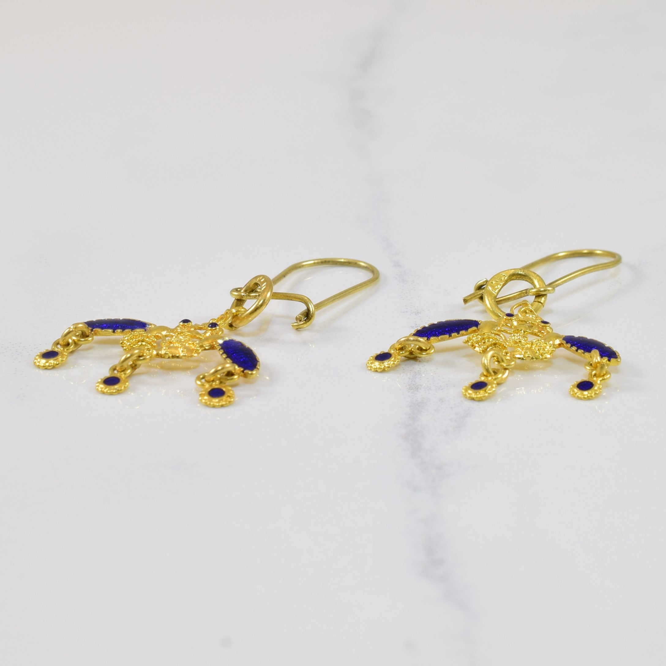 Enamelled Ant Drop Earrings |