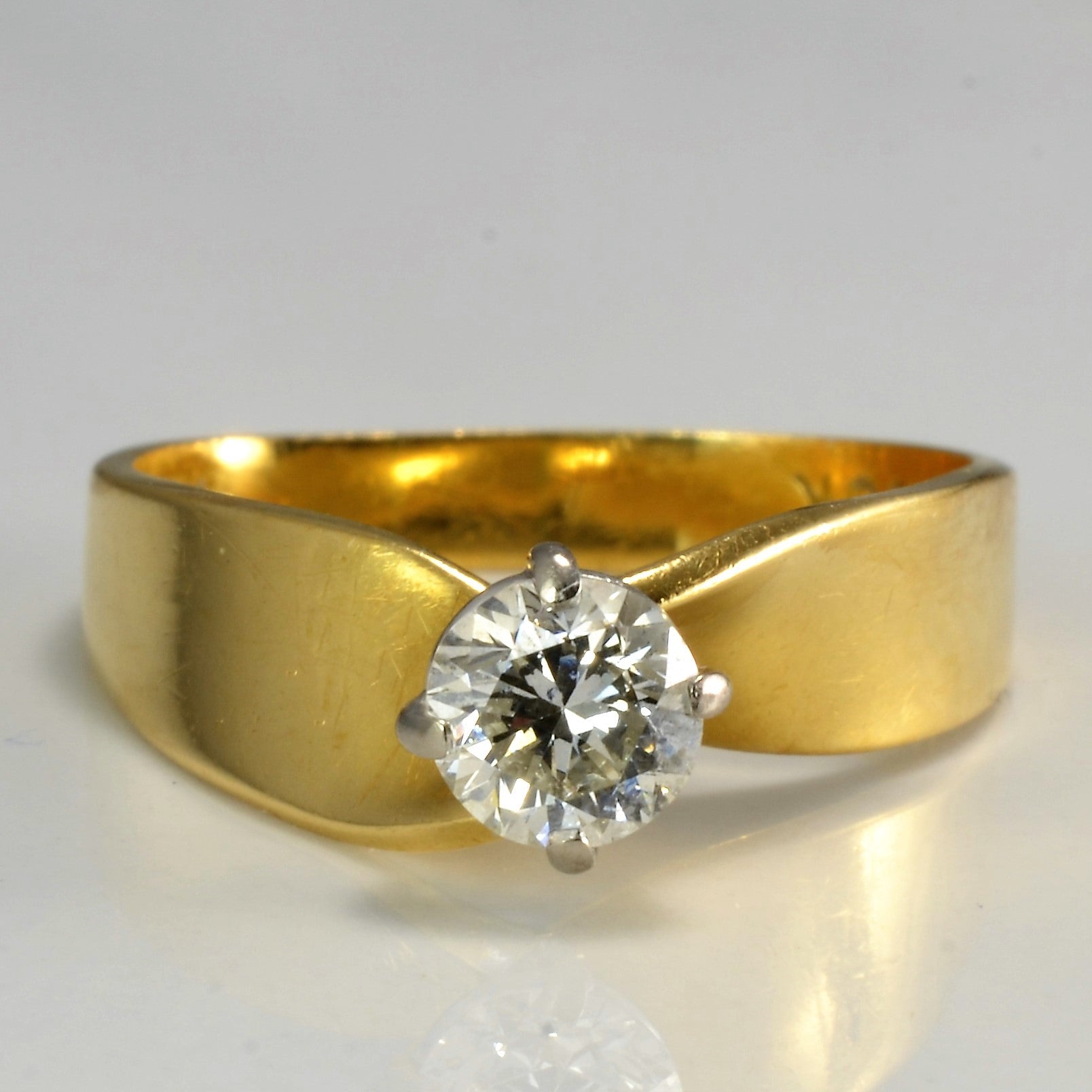 Off Set Solitaire Engagement Ring | 0.52 ct | VS2, K | SZ 6.5 |