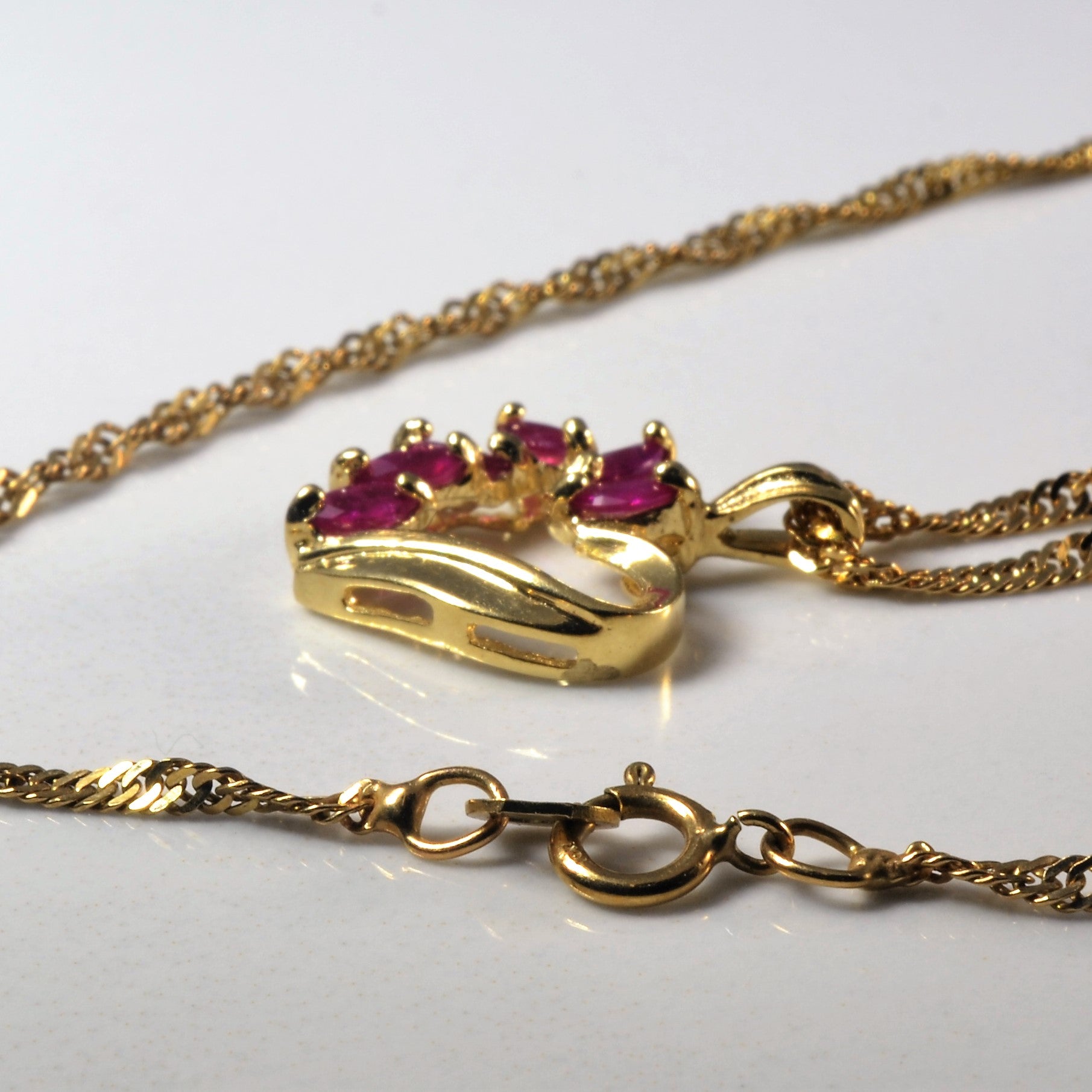 Ruby Heart Pendant Necklace | 0.36ctw | 22" |