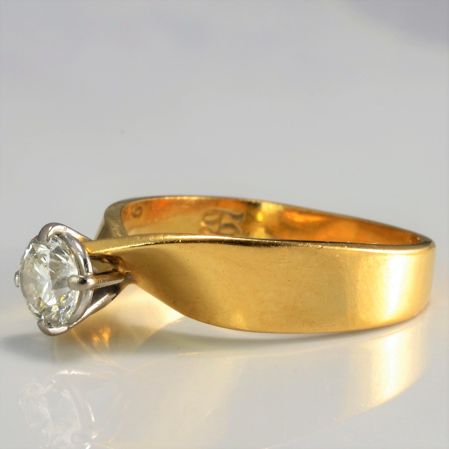 Off Set Solitaire Engagement Ring | 0.52 ct | VS2, K | SZ 6.5 |