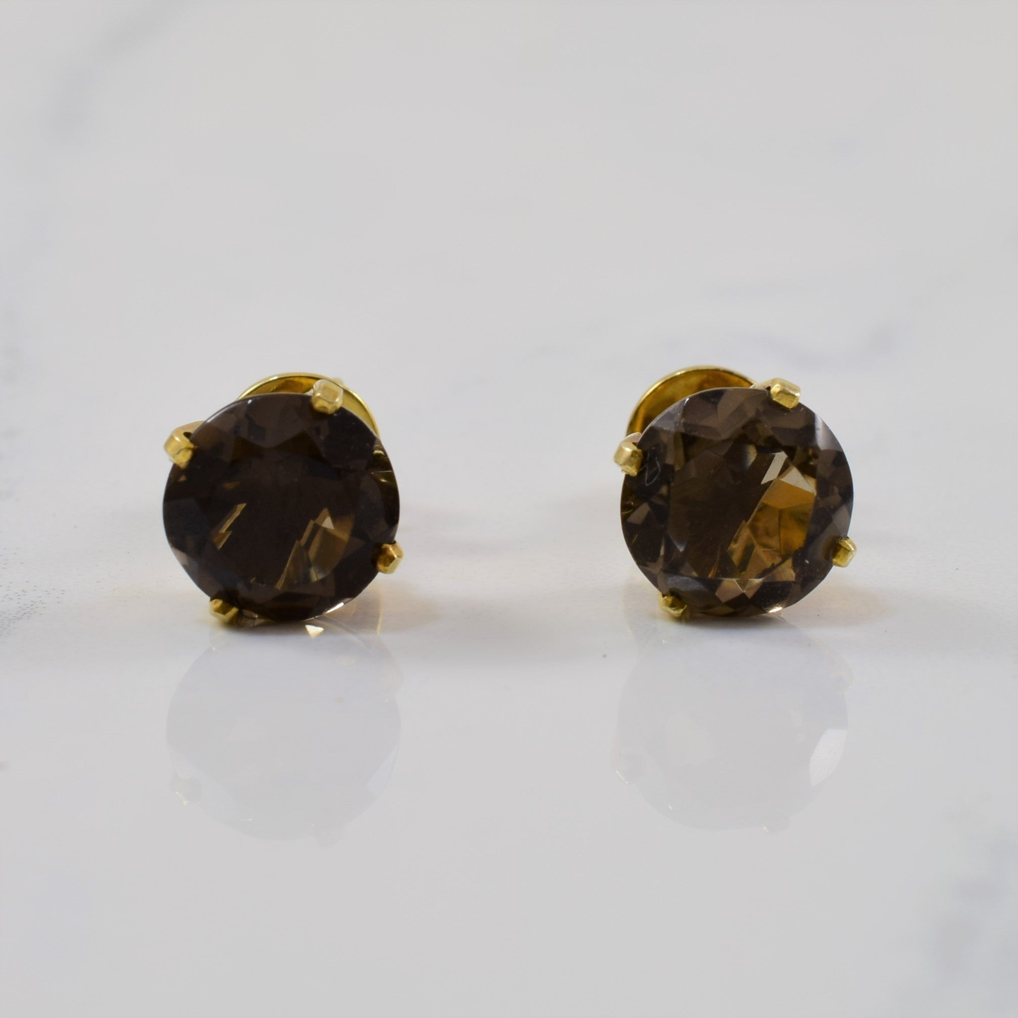 Smoky Quartz Stud Earrings | 3.60ctw |