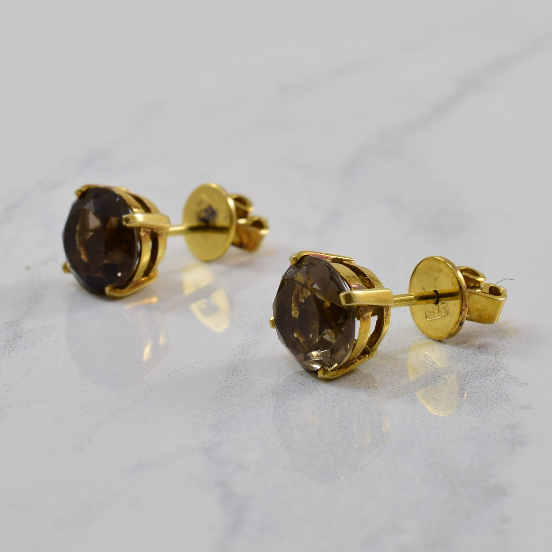 Smoky Quartz Stud Earrings | 3.60ctw |