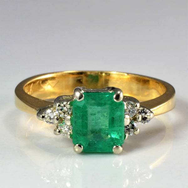 Prong Set Cluster Emerald & Diamond Ring | 0.12 ctw, SZ 5.5 |