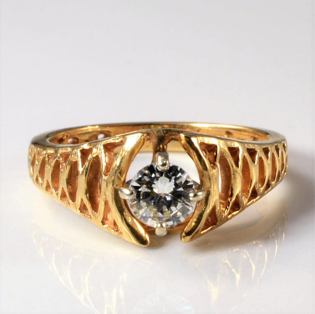 Open Work Diamond Solitaire Ring | 0.35ct | SZ 5.75 |