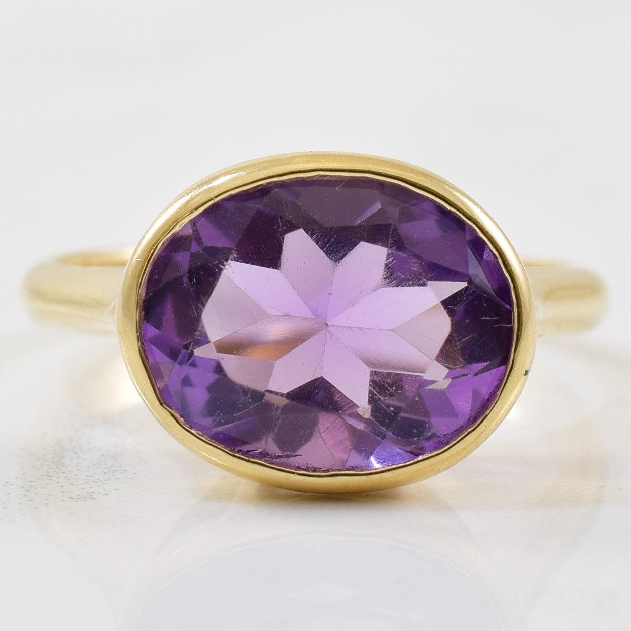 Bague solitaire en améthyste ovale | 4,23 ct | Taille 8 |