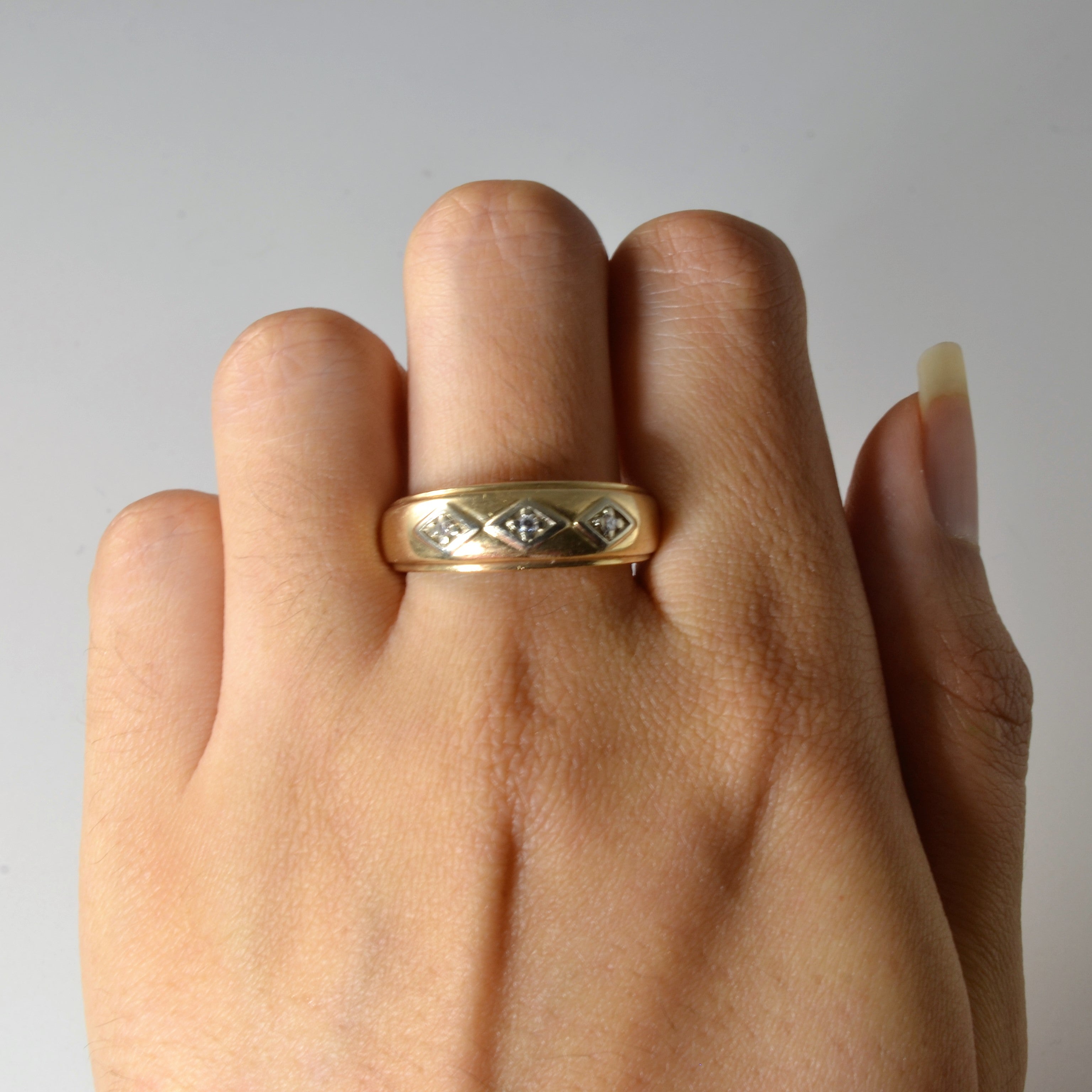Three Stone Diamond Band | 0.045ctw | SZ 10 |