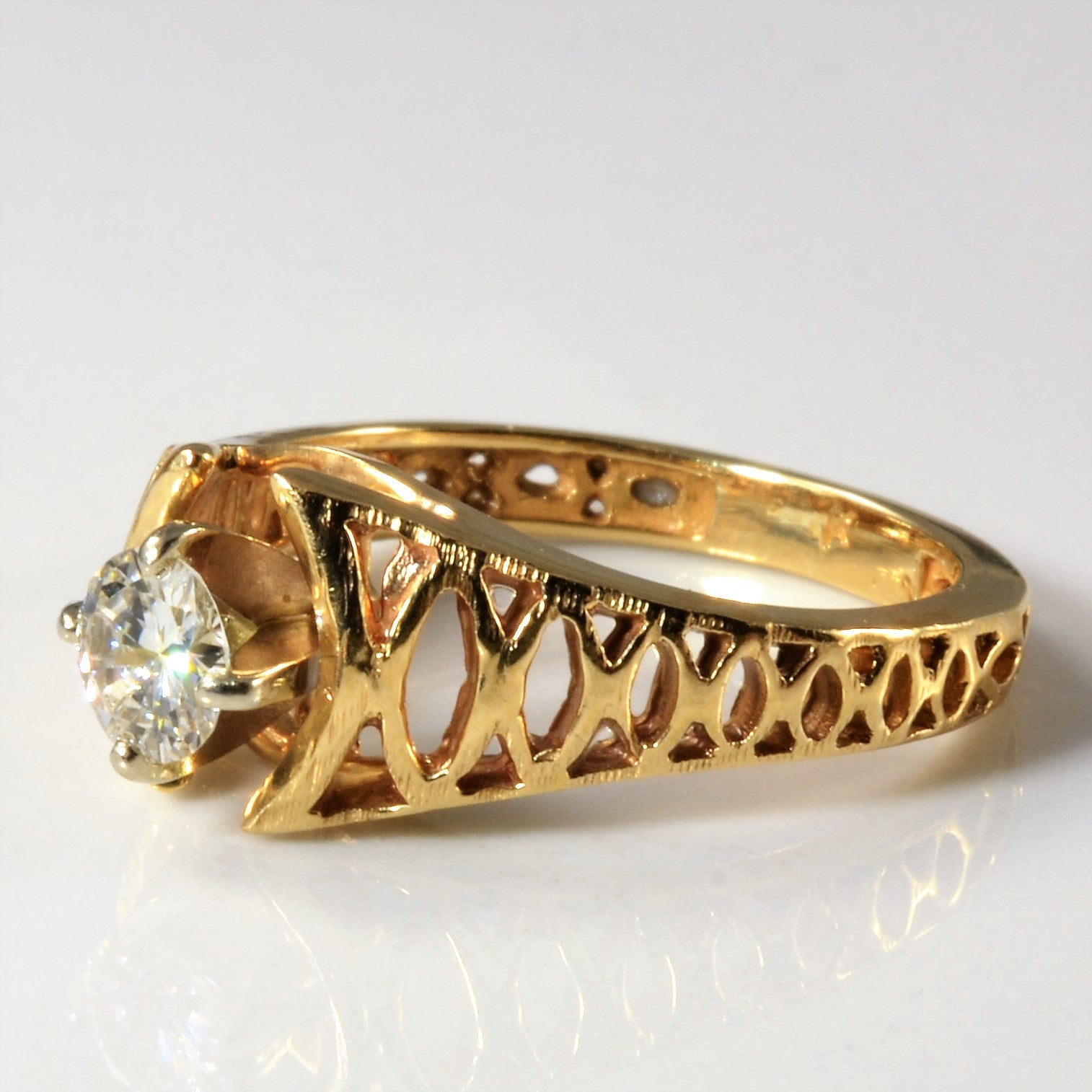 Open Work Diamond Solitaire Ring | 0.35ct | SZ 5.75 |